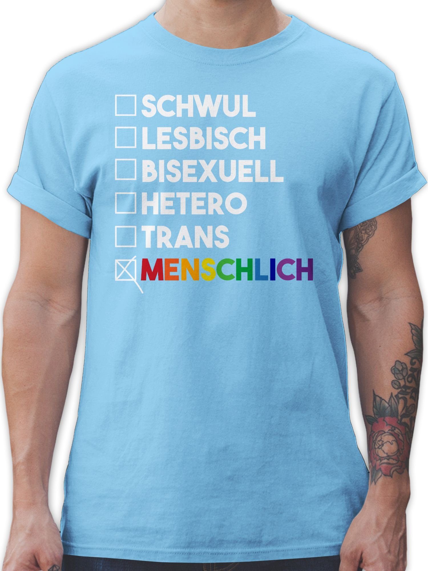 Shirtracer T-Shirt Menschlich - Deine Wahl - Pride - Regenbogen - weiß LGBT Kleidung