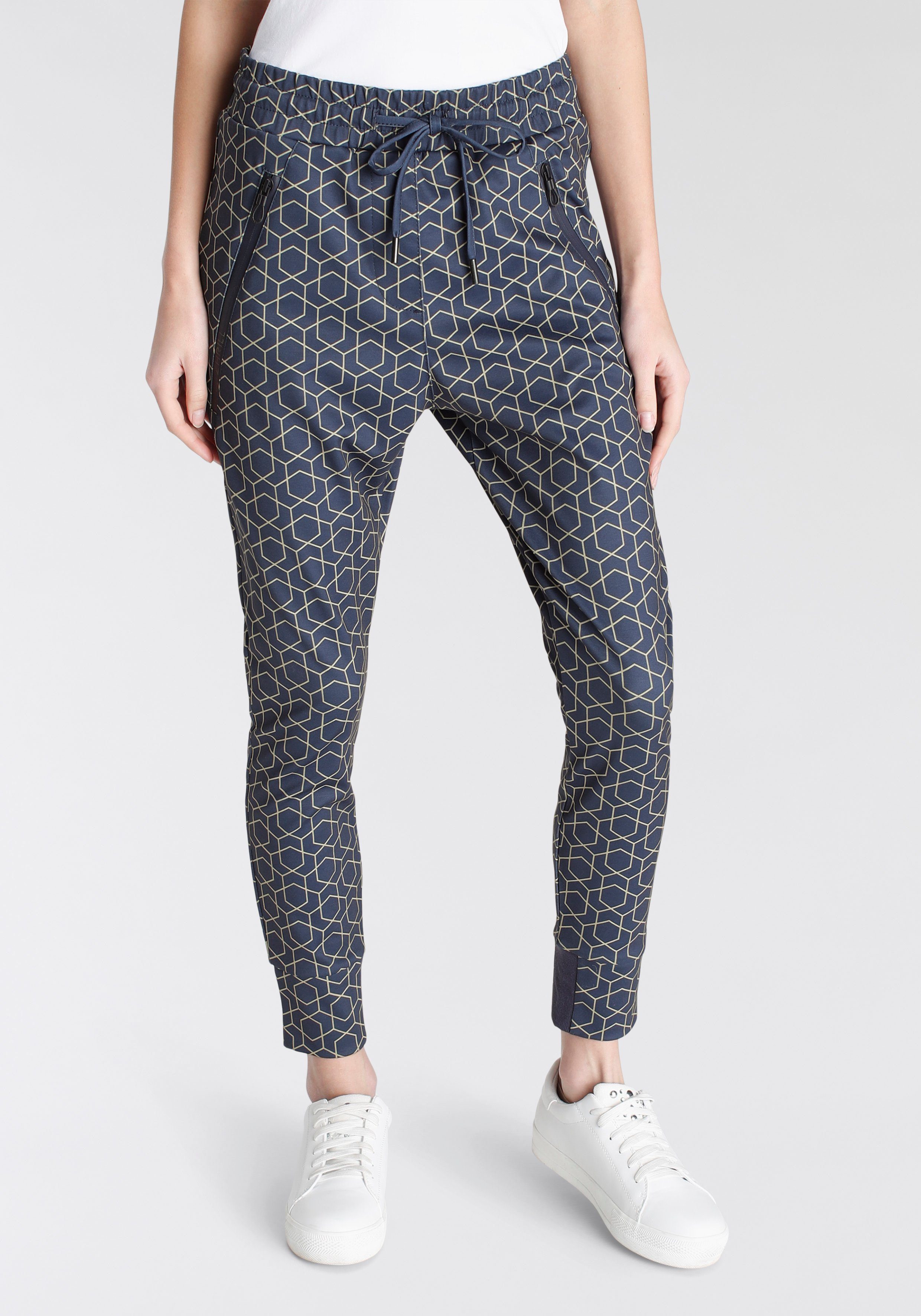 Zhrill Jogger Pants FABIANA mit Schritt lockerem blau-gemustert