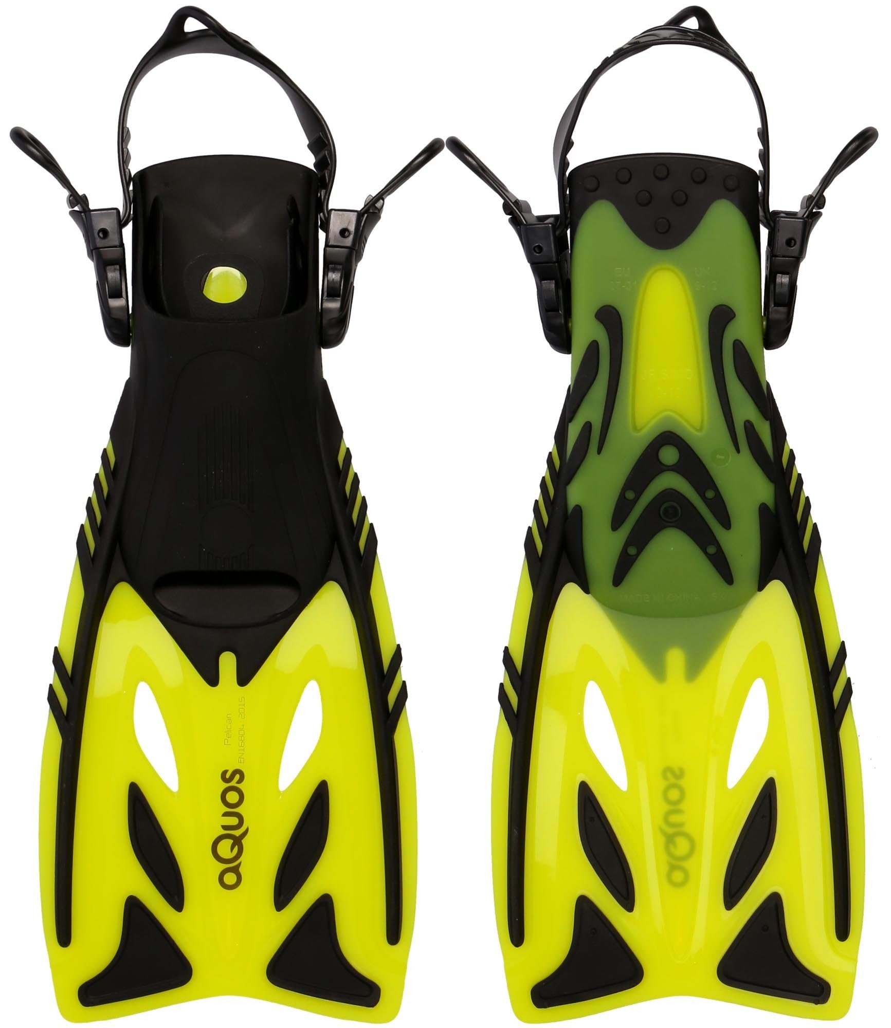 aQuos Flosse Aquos Junior Kinder Flossen gelb Pelican Taucherflossen, mitwachsend, verstellbares Fersenband