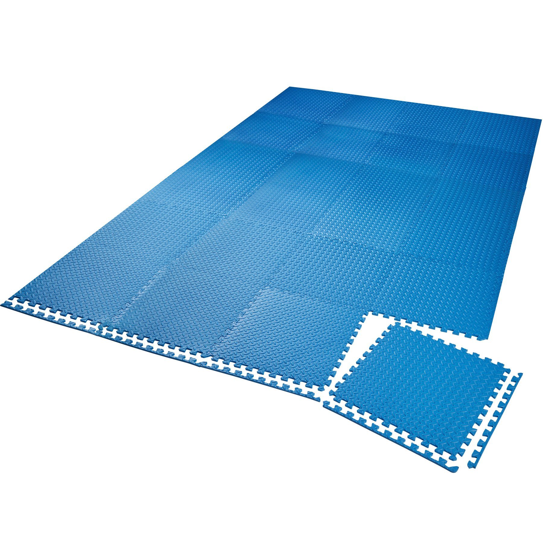 tectake Bodenschutzmatte Bodenschutzmatte 24-tlg., 24er Set mit 48 Randstücken blau