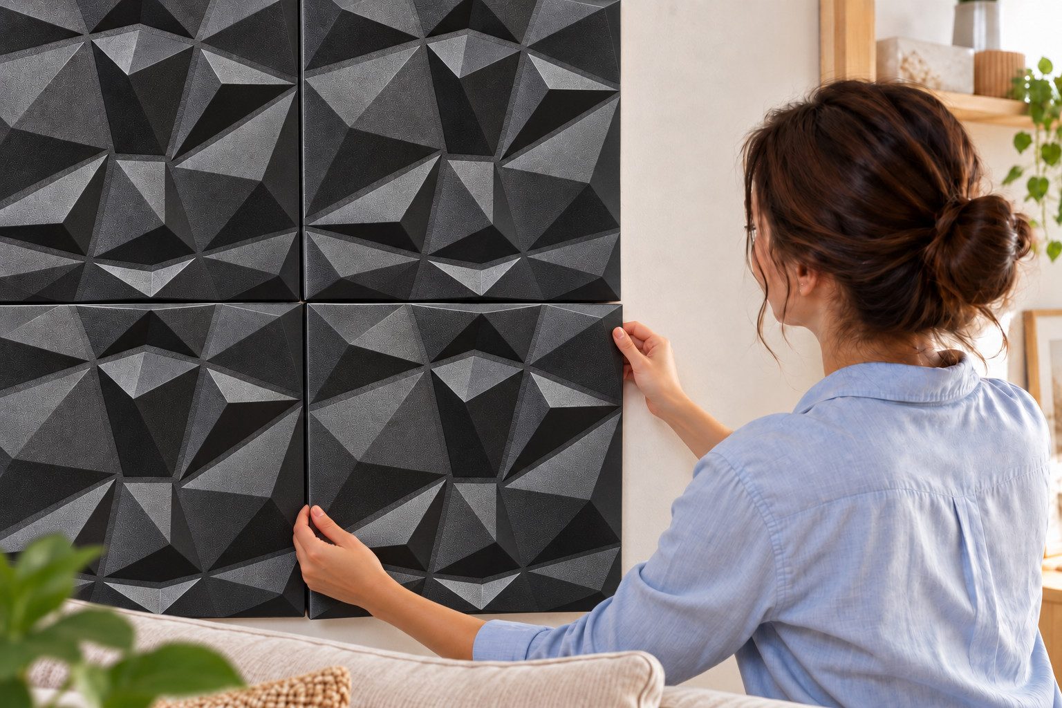 IKHEMalarka 3D Wandpaneel aus Polystyrol Styropor XPS 4m²/16 Stück, BxL: 50,00x50,00 cm, 0,25 qm, (16-tlg) 3D Paneelen für Decke oder Wand – Bild 2 von 5
