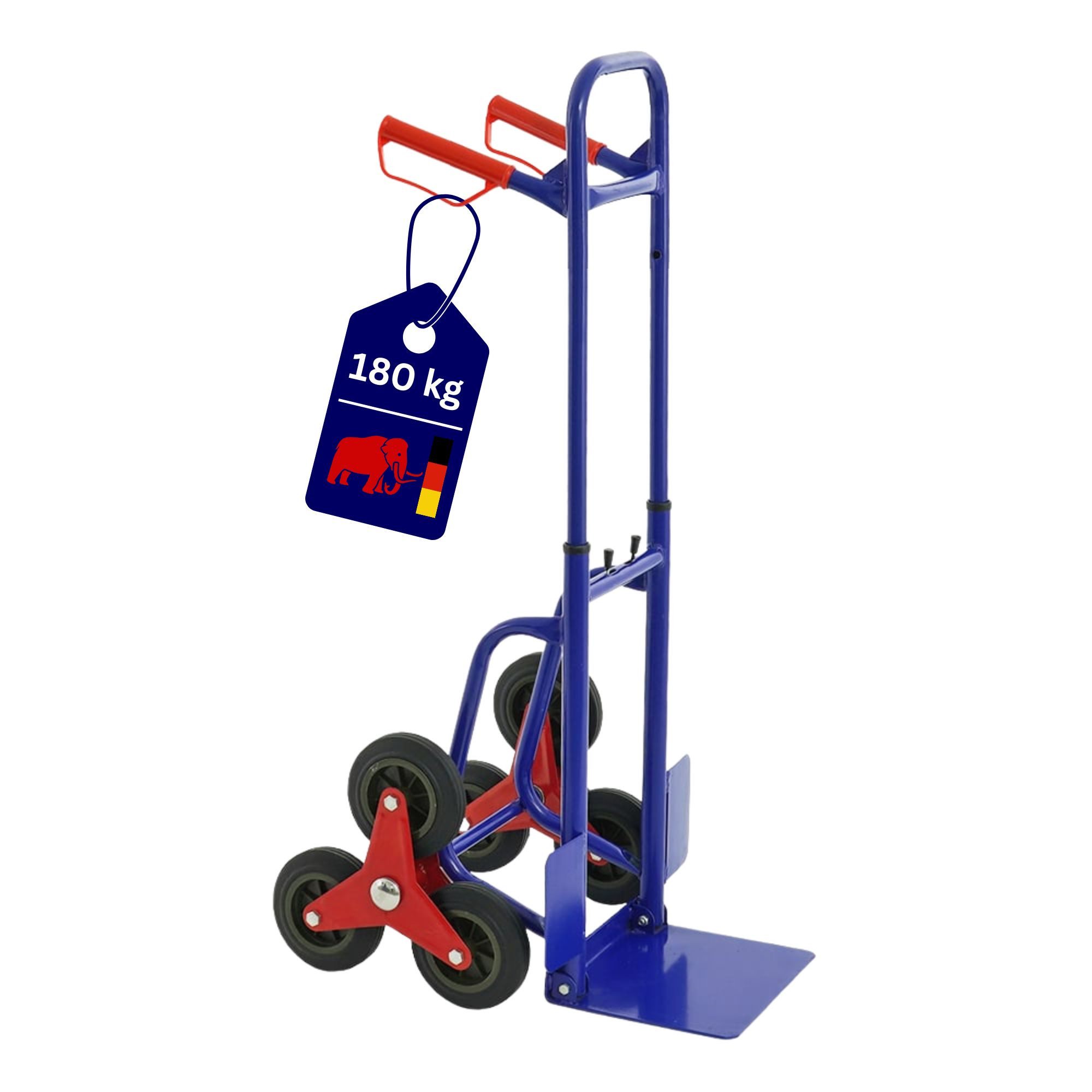 PROREGAL® Sackkarre Ergonomiche Teleskop-Treppensackkarre HxBxT 114x48x62cm, Last 180kg, (Traglast 180kg)