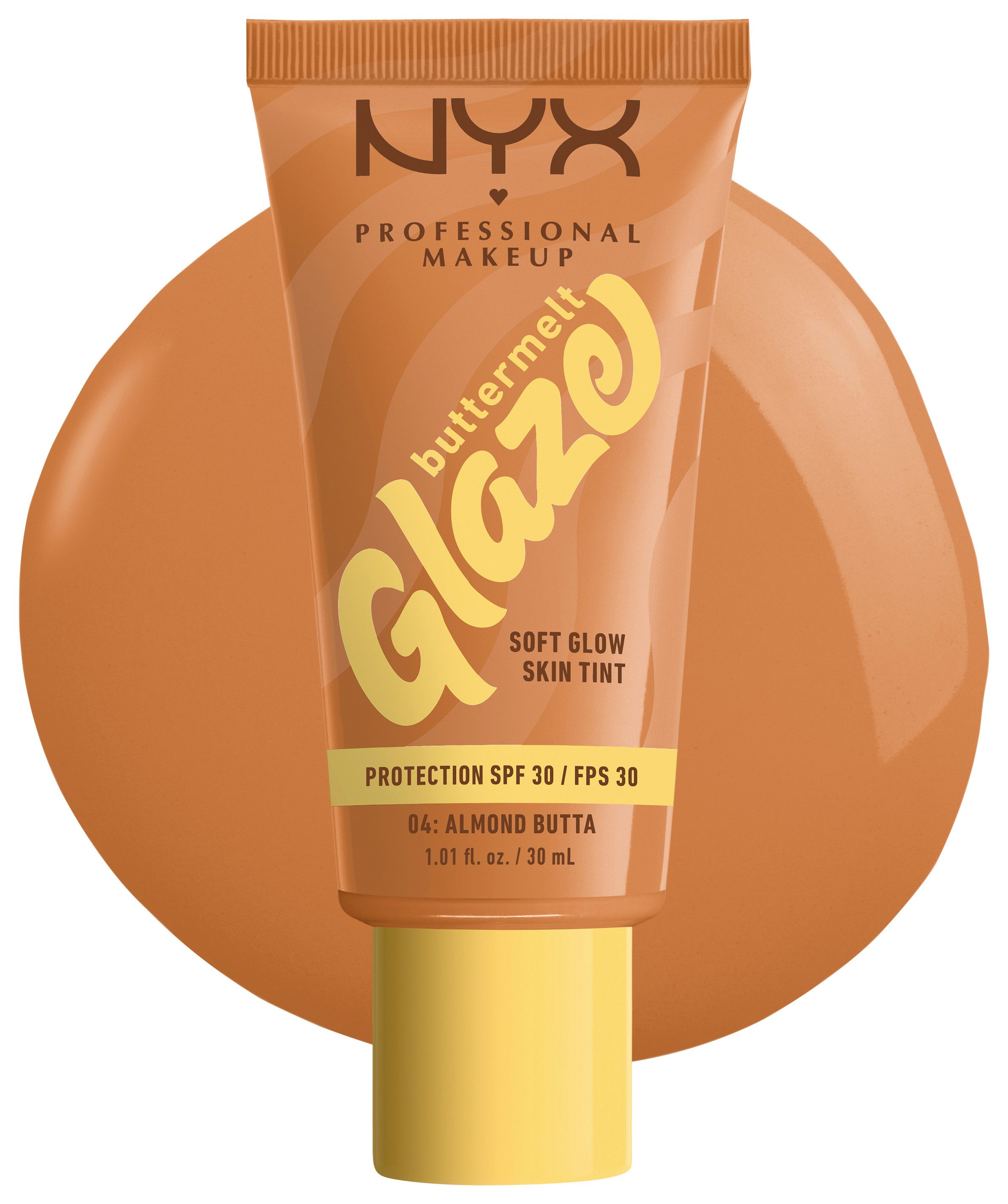 NYX PROFESSIONAL MAKEUP Foundation BUTTERMELT GLAZE SOFT GLOW SKIN TINT + LSF 30, Pflegend, spendet Feuchtigkeit, ohne Rückstände und öliges Finish.