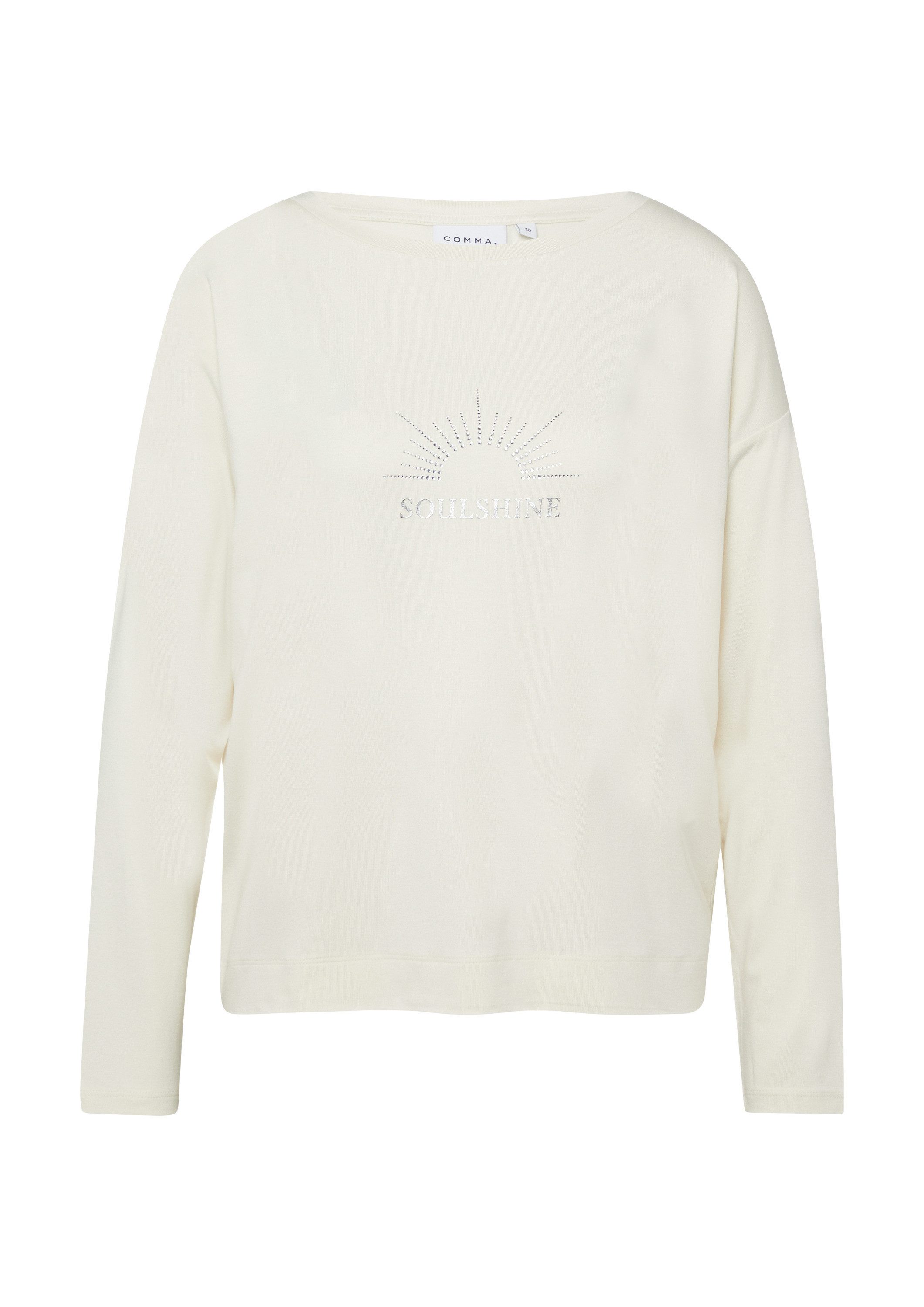 comma Langarmshirt T-Shirt Viskosemixshirt im Relaxed Fit