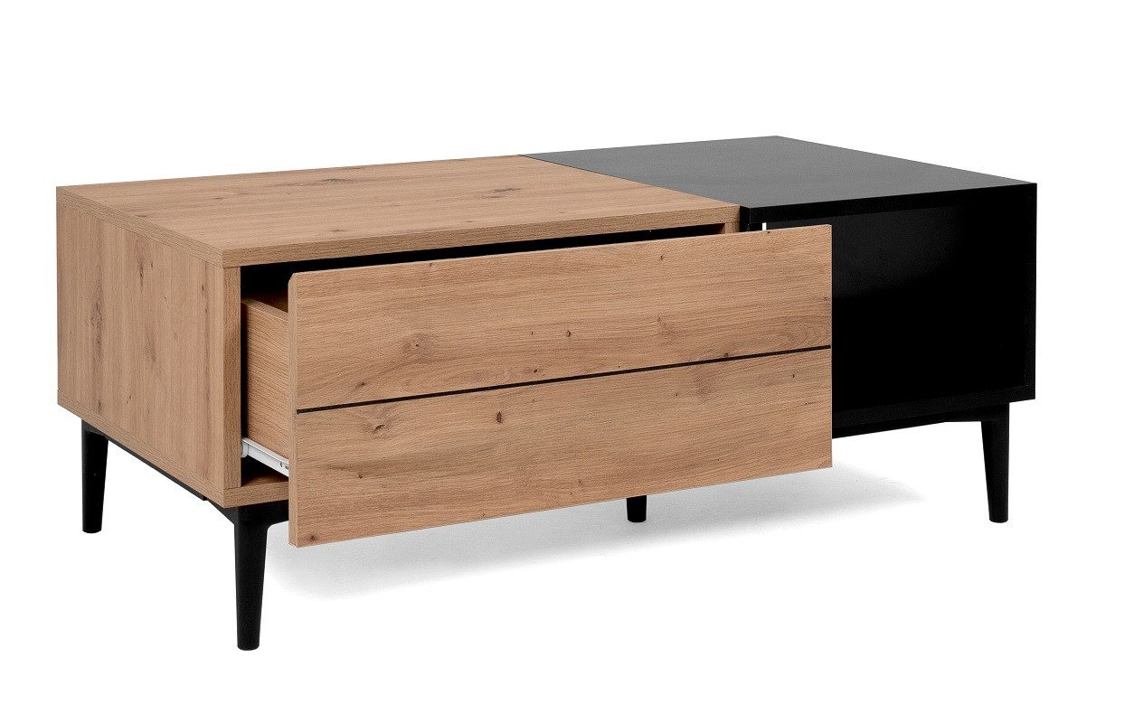 Finori Couchtisch Couchtisch Nola, Artisan Oak / schwarz (no-Set), 100 cm, Tischplatte aus Holzwerkstoff