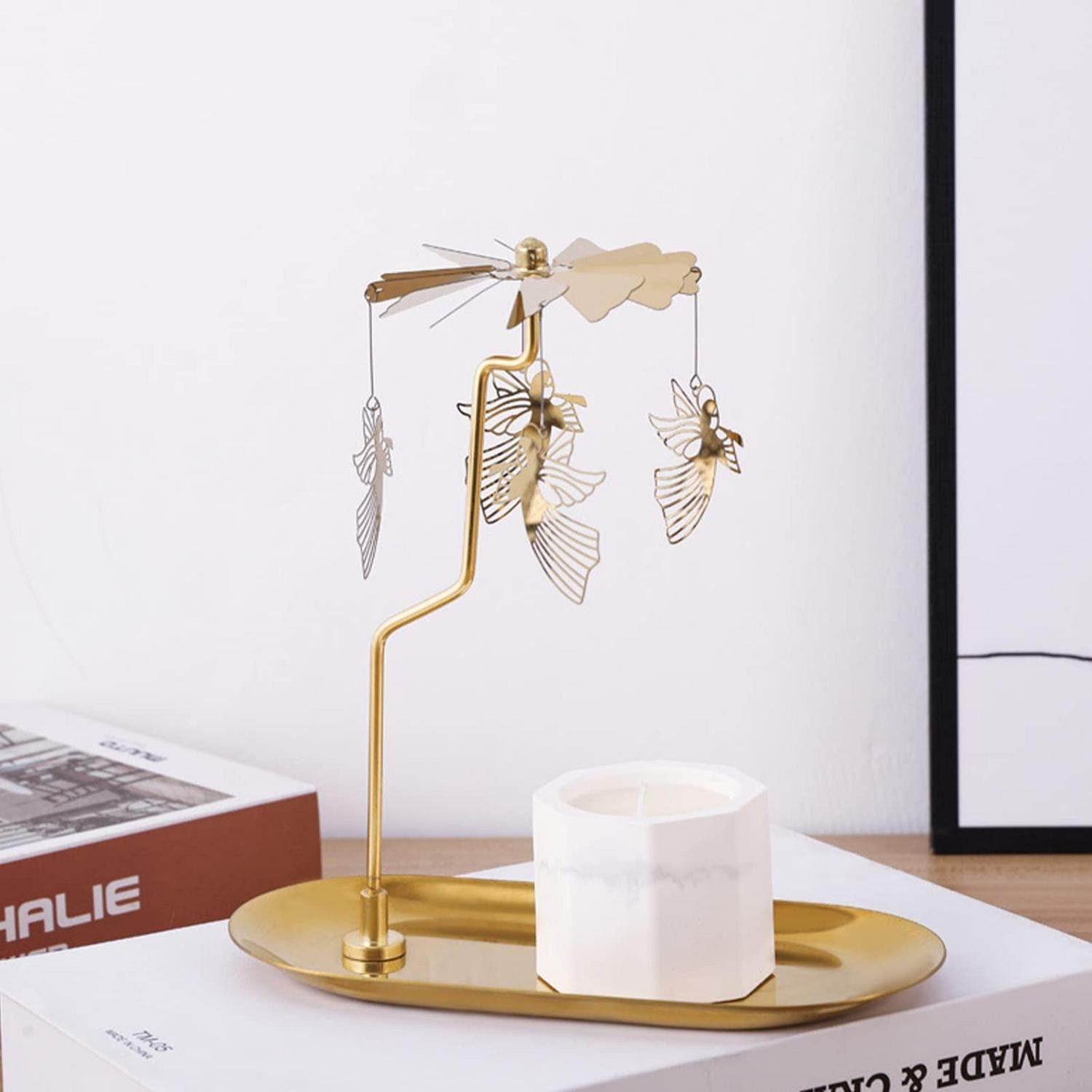 LuxusKollektion Teelichthalter Teelichtgläser Karussell Kerzenständer Engel Gold (1 St)
