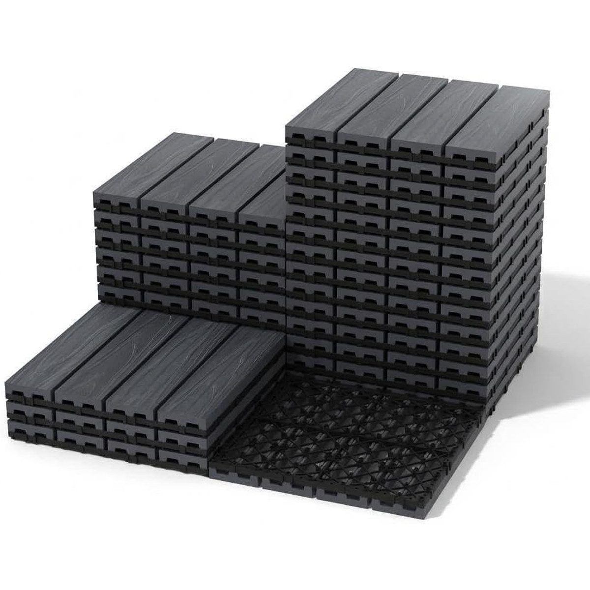 GarveeMore Terrassendielen Garvee 27 Terrassenfliesen 30x30cm, Teak, wasserdicht & klickbar