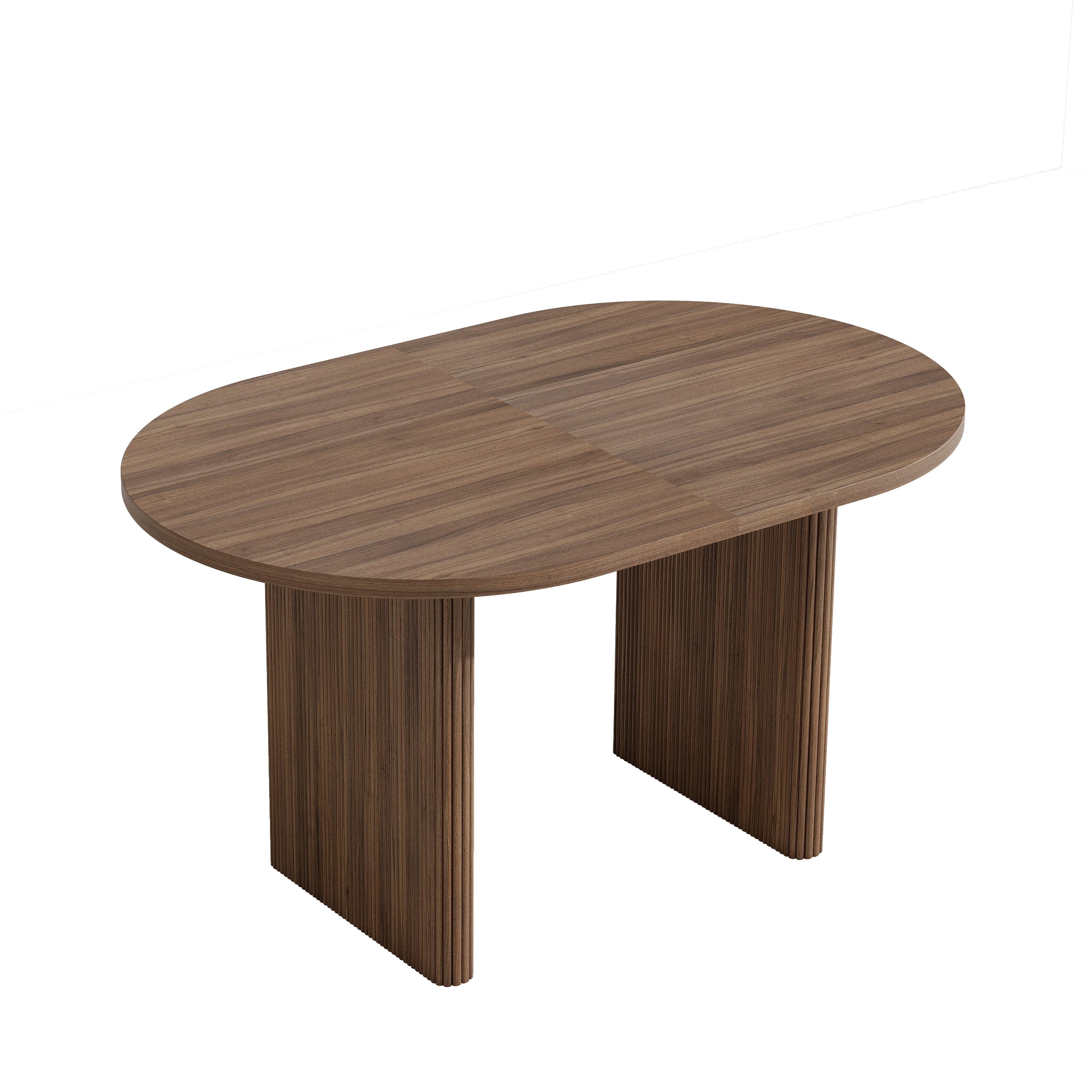 Flieks Esstisch (Länge 140-200/T90/H75 cm, 1-St., 1 Tisch), ausziehbarer Küchentisch ovaler Tisch Holzoptik, Nussbaumfarbe