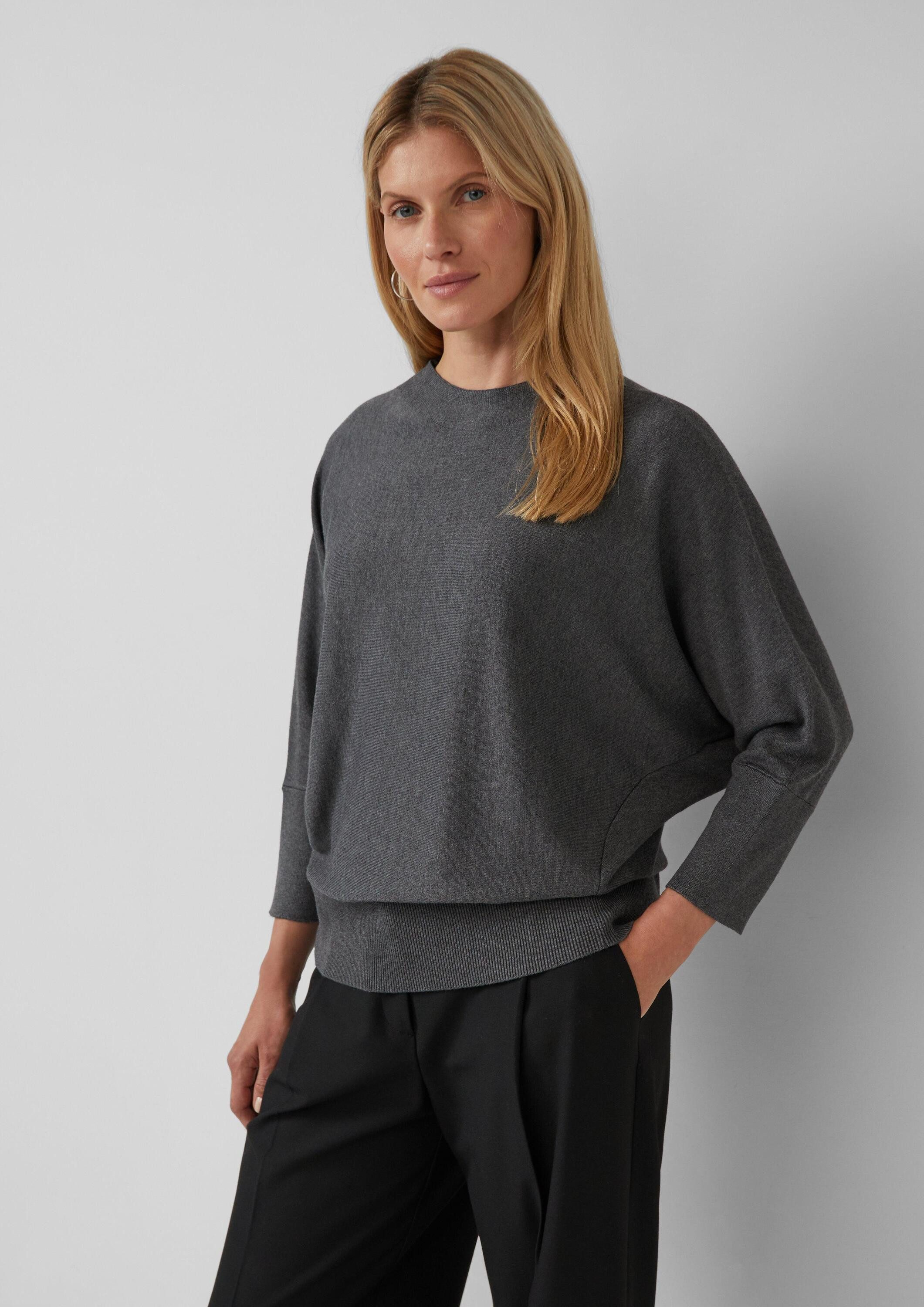 s.Oliver 3/4 Arm-Pullover Strickpullover Strickpullover mit Fledermausärmeln und Rippbündchen