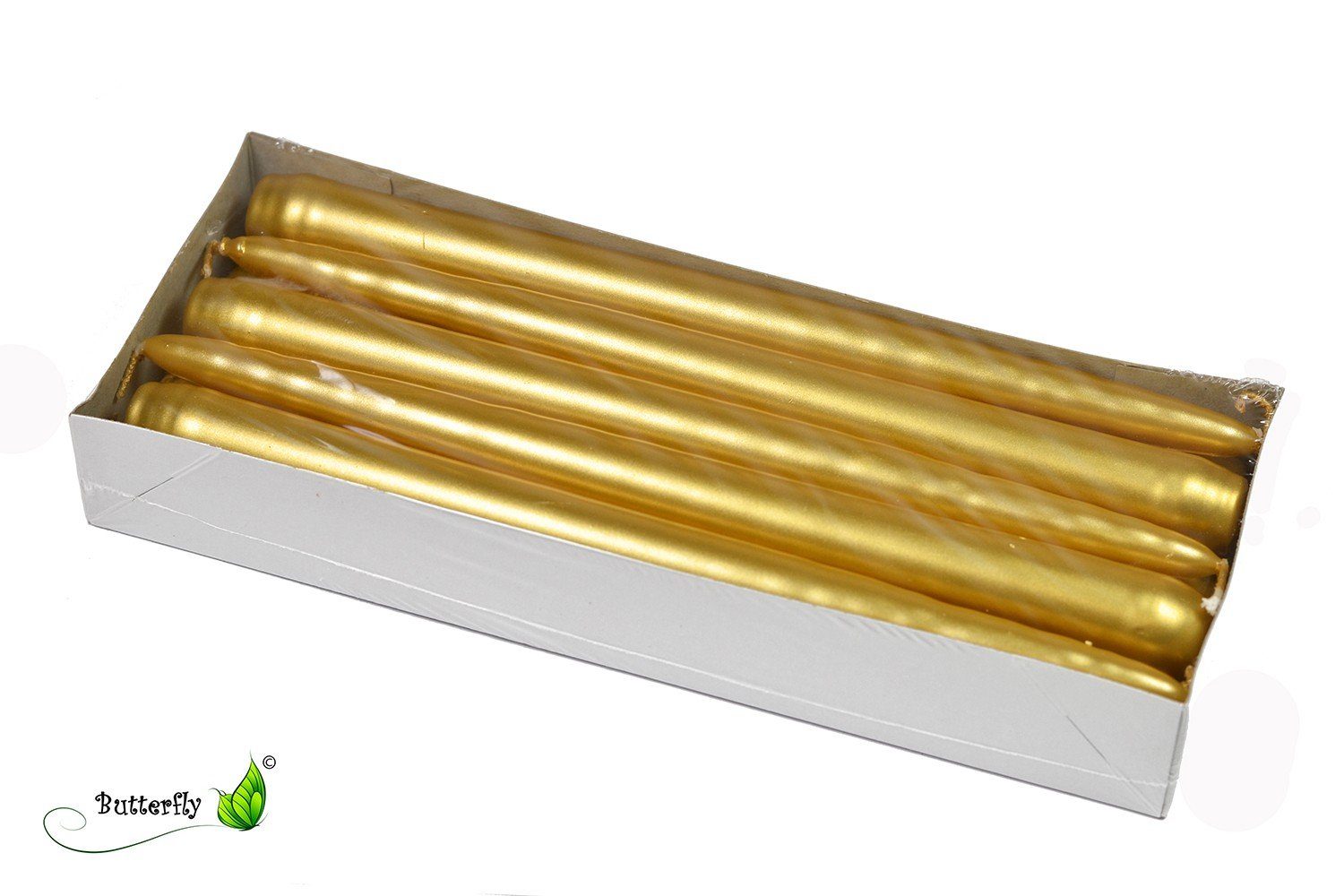 partydeco Spitzkerze, Spitzkerzen 24cm Gold, 10 Stück günstig online kaufen