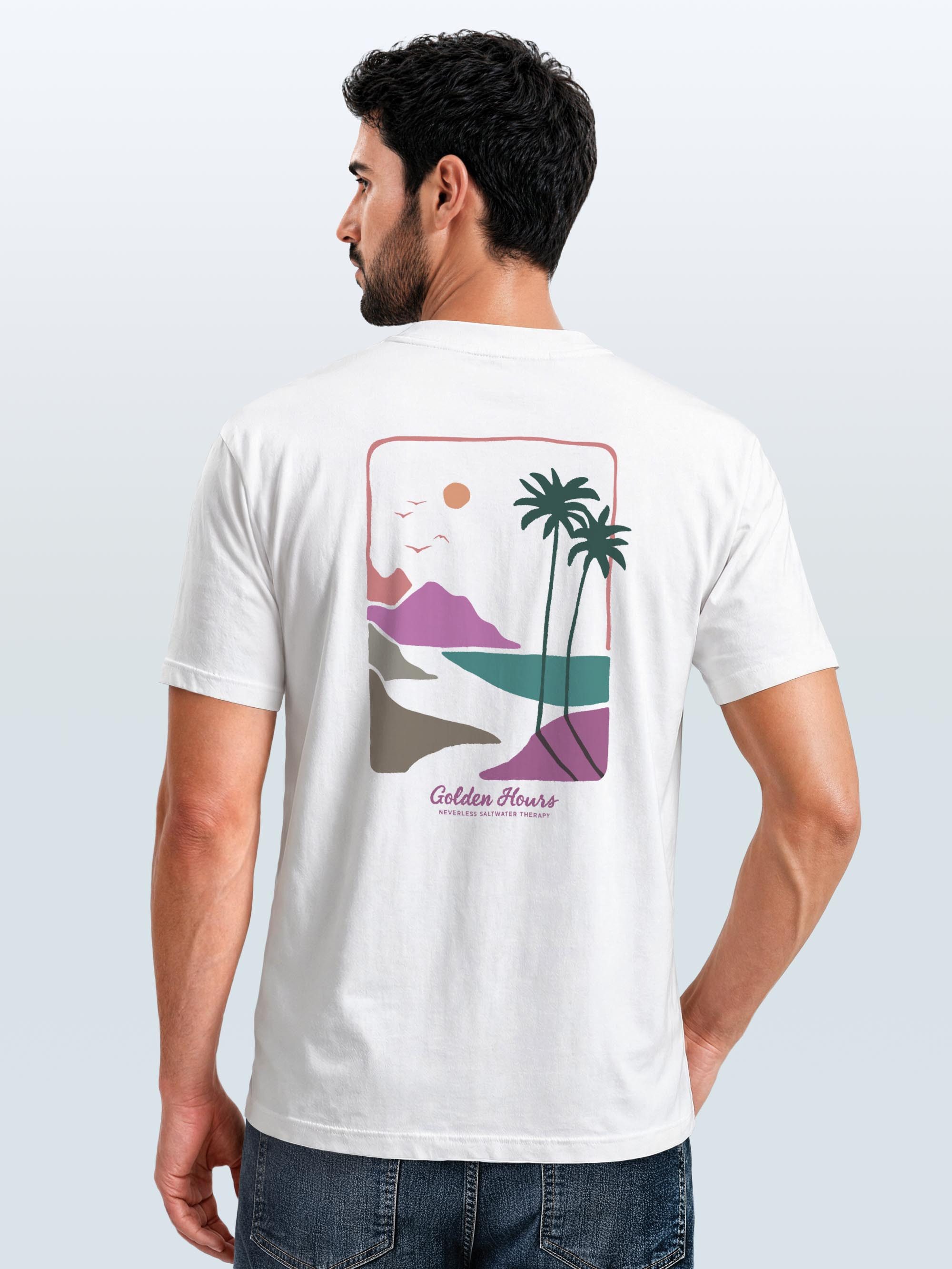 Neverless Print-Shirt Herren T-Shirt Backprint - Surf Design Golden Hours - Baumwollshirt mit Print – Bild 3 von 5