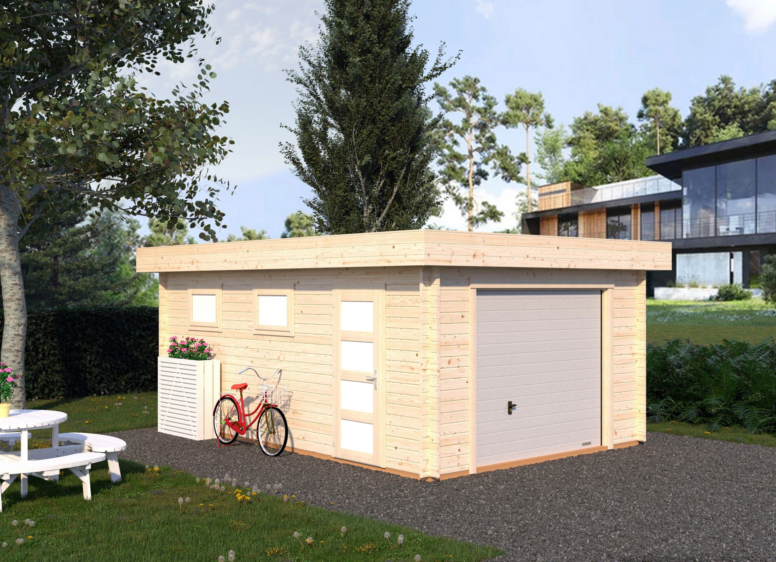 Sektionaltor, Palmako mit BxTxH: Garage 420x598x253 cm, naturbelassen Rasmus,