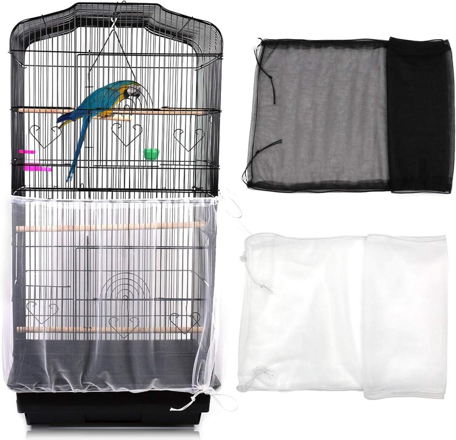Vogelkäfig Vogelkäfig Abdeckung 2er Set Einstellbar Samenfänger Kordelzug