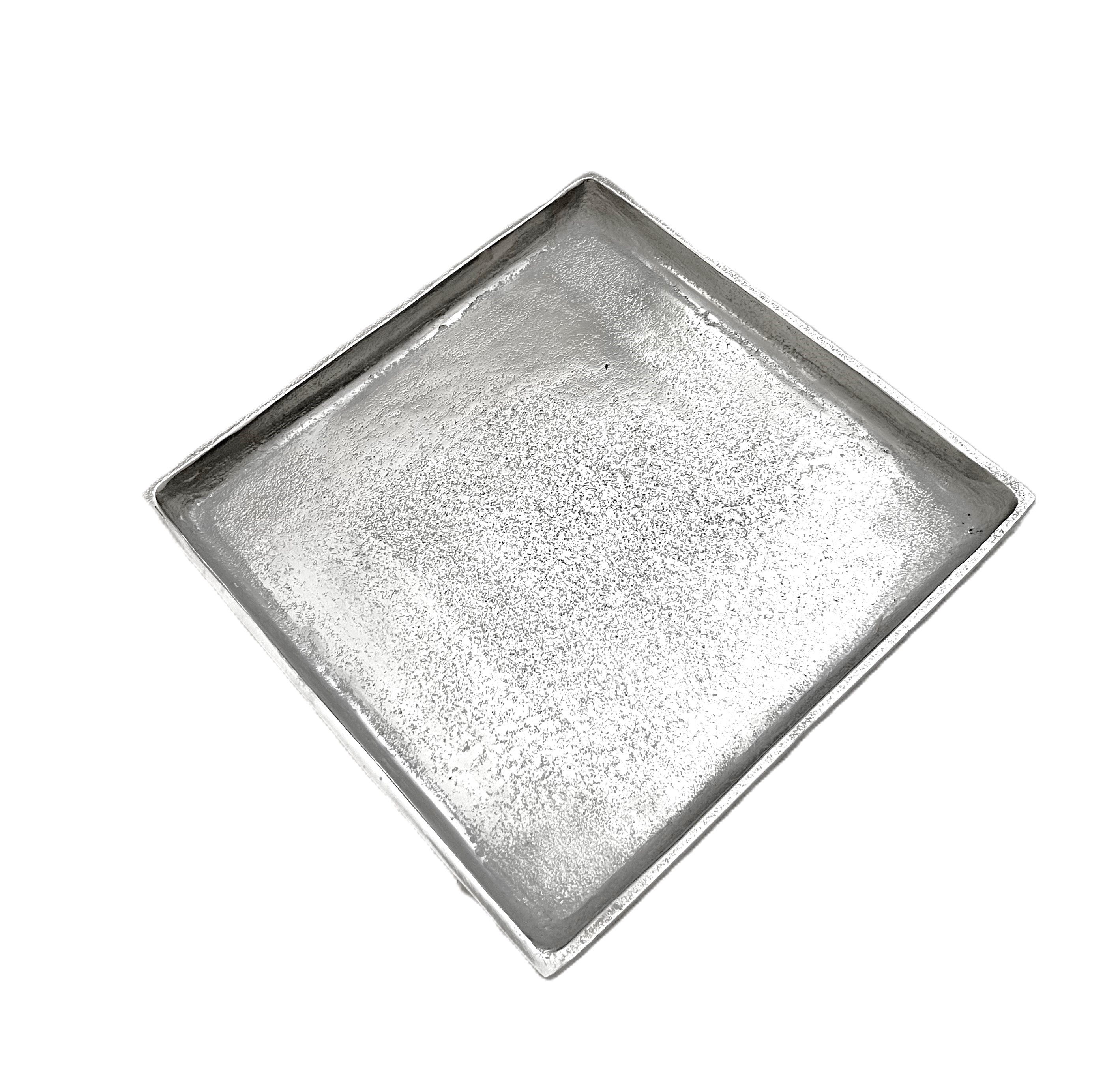 colmore Dekoschale Schale Quadratisch Flach Deko Silber Metall 26 cm, Extra Flach