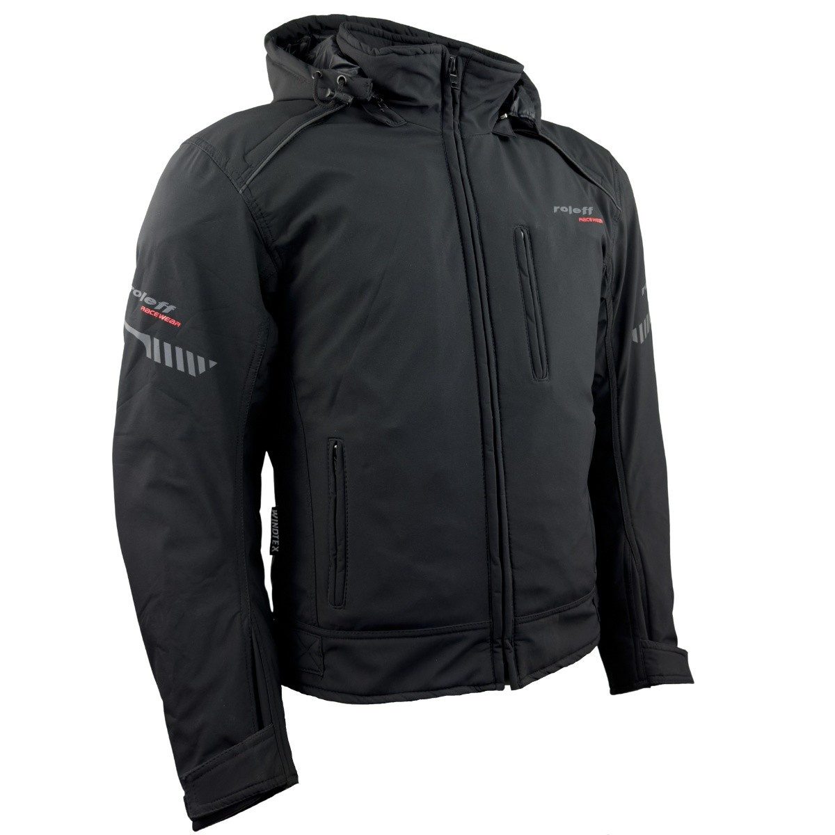 roleff Motorradjacke RO1513 Softshelljacke Kapuze – wasserdicht, atmungsaktiv, Protektoren auch in großen Größen; Kapuze abnehmbar