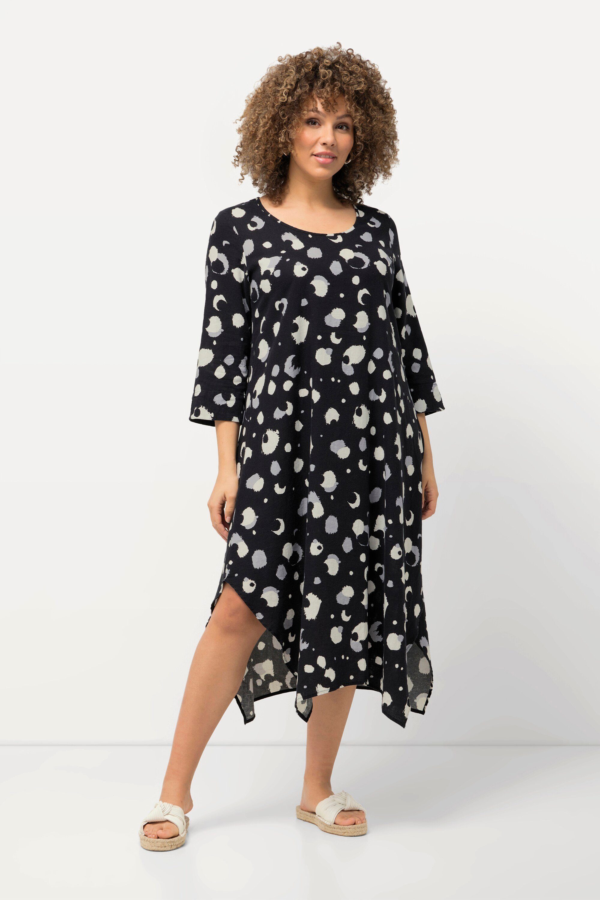 Ulla Popken Jerseykleid Kleid Leinenmix A-Linie günstig online kaufen
