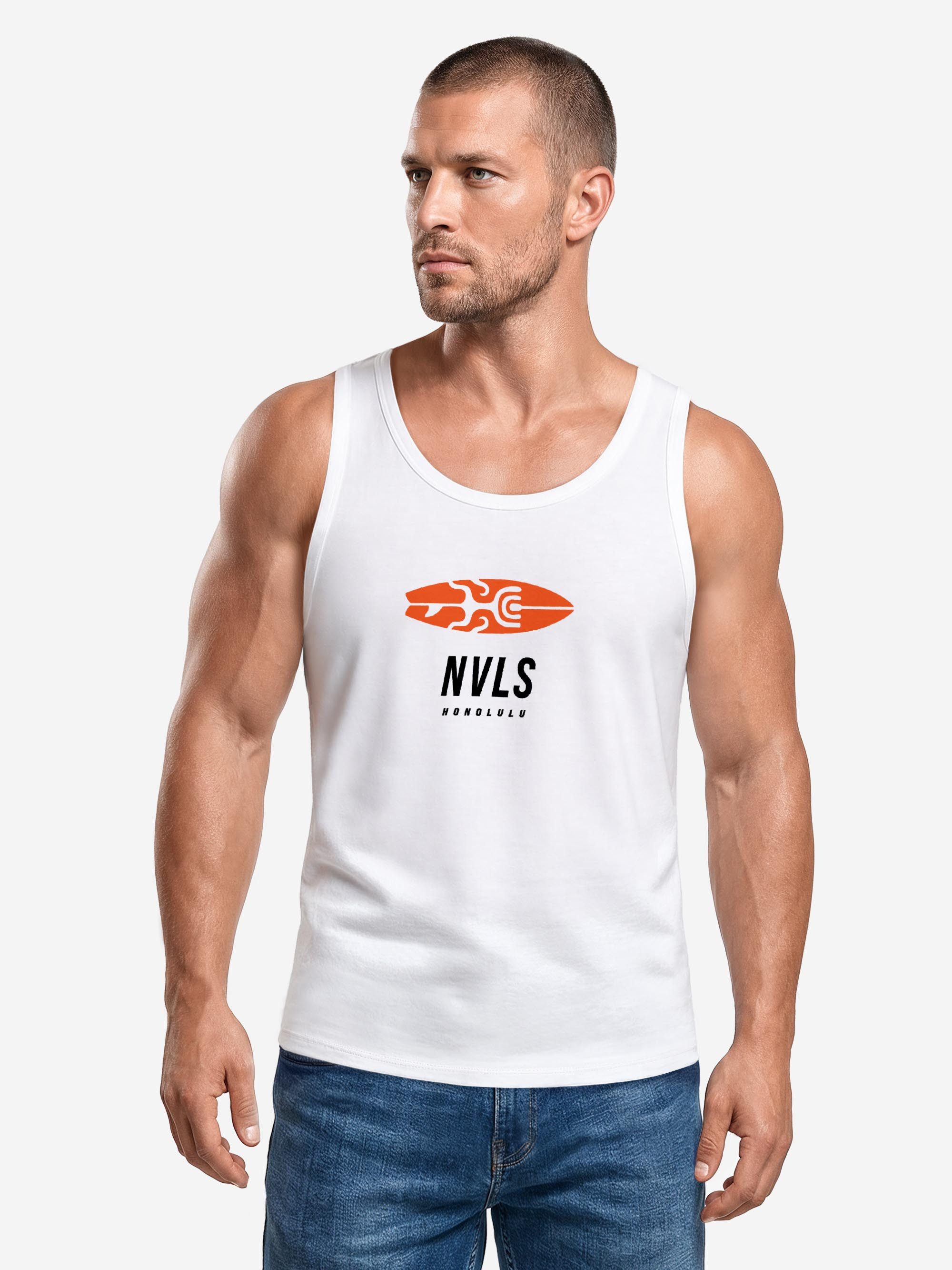 Neverless Tanktop Tanktop Herren mit Grafik-Print Rückendruck - Wave - Trägershirt mit Print
