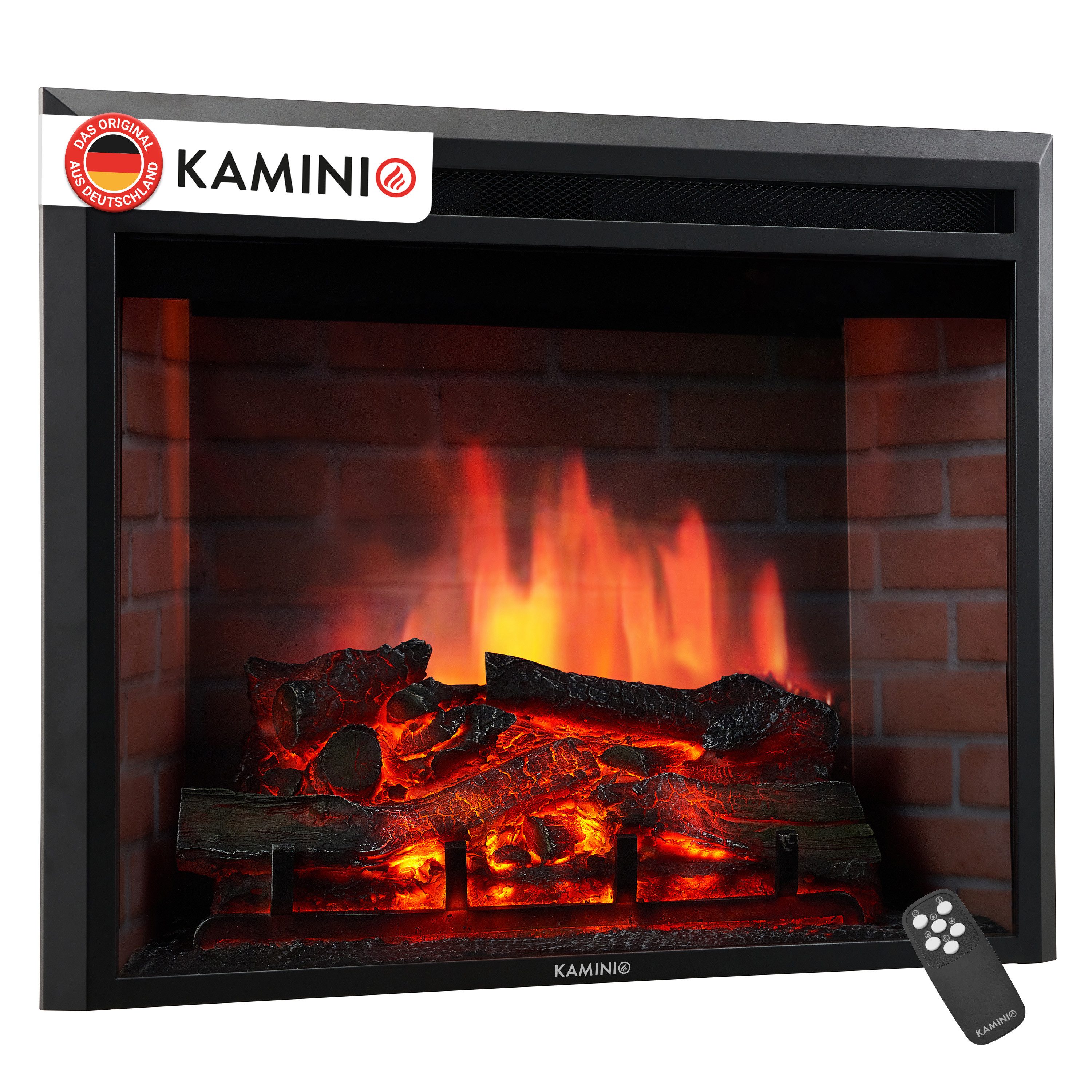KAMINIO Elektrokamin LUCA, Elektrischer Kamin mit 3D-Flammeneffekt in 12 Farben, Heizung 1800W