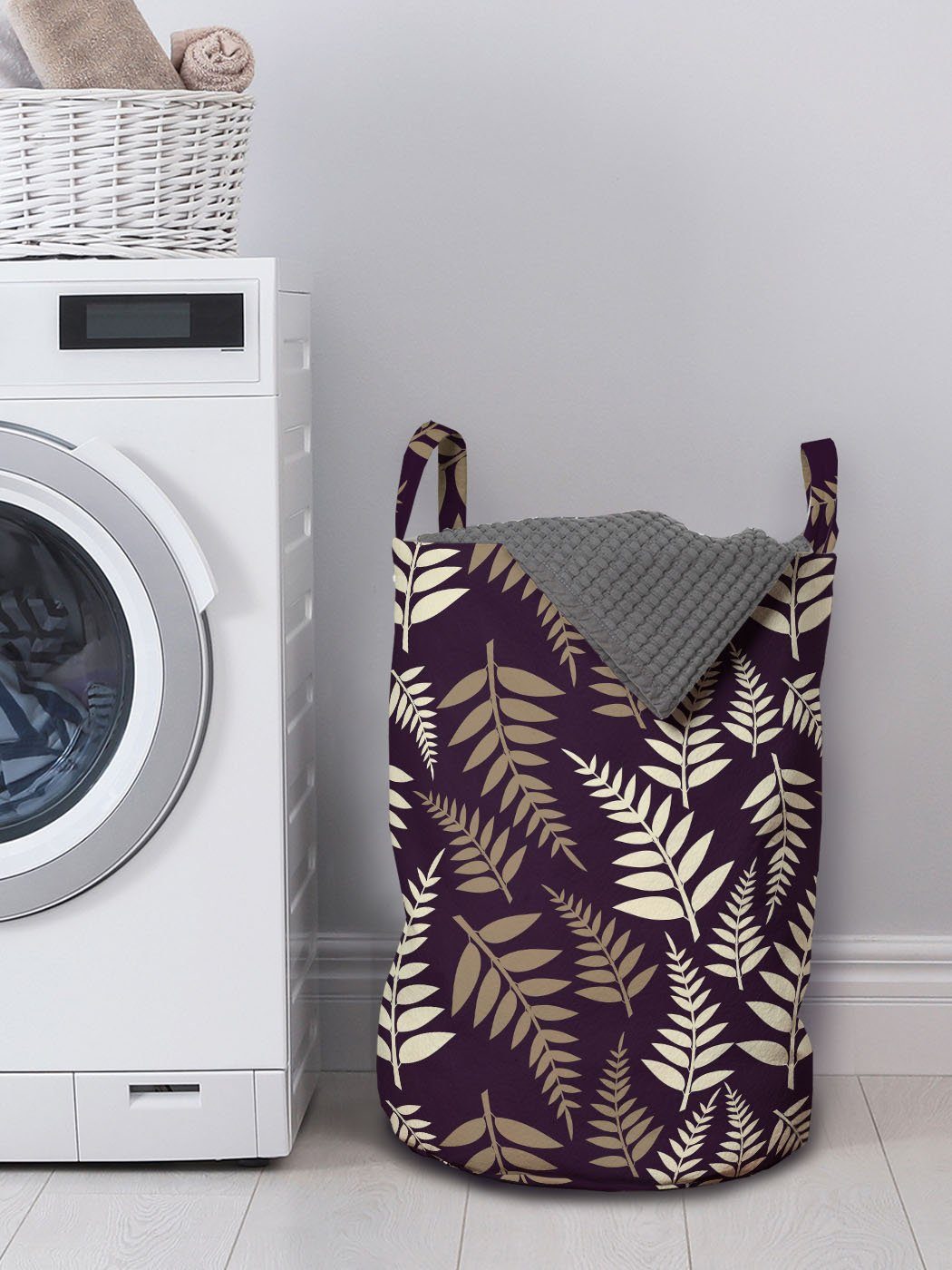 Deco mit Kordelzugverschluss Waschsalons, Zufällige Griffen für Wäschesäckchen Jahrgang Abakuhaus Wäschekorb Ausrichtung Art