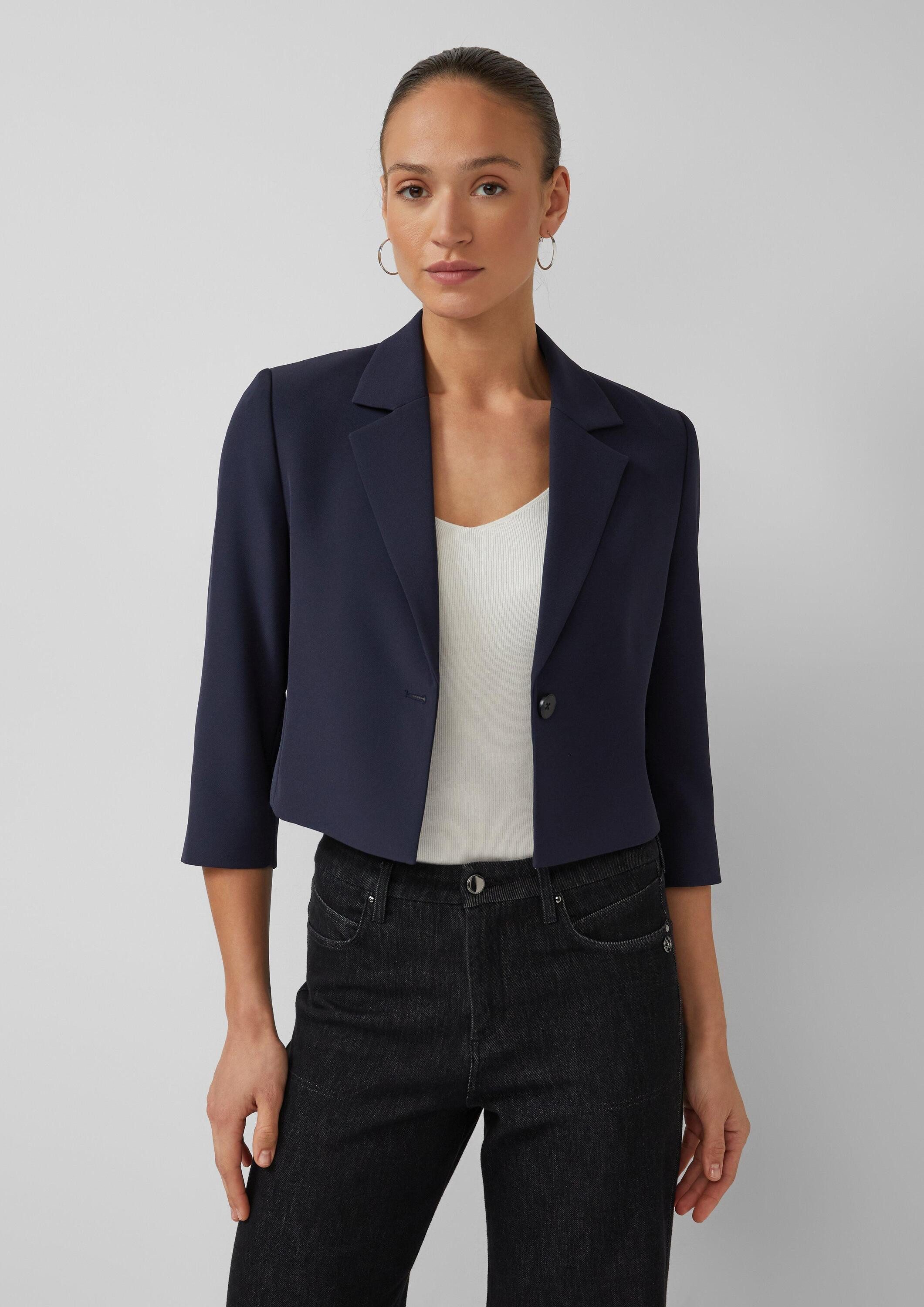 s.Oliver Jackenblazer Indoor-Jacke Cropped-Blazer mit 3/4-Ärmeln