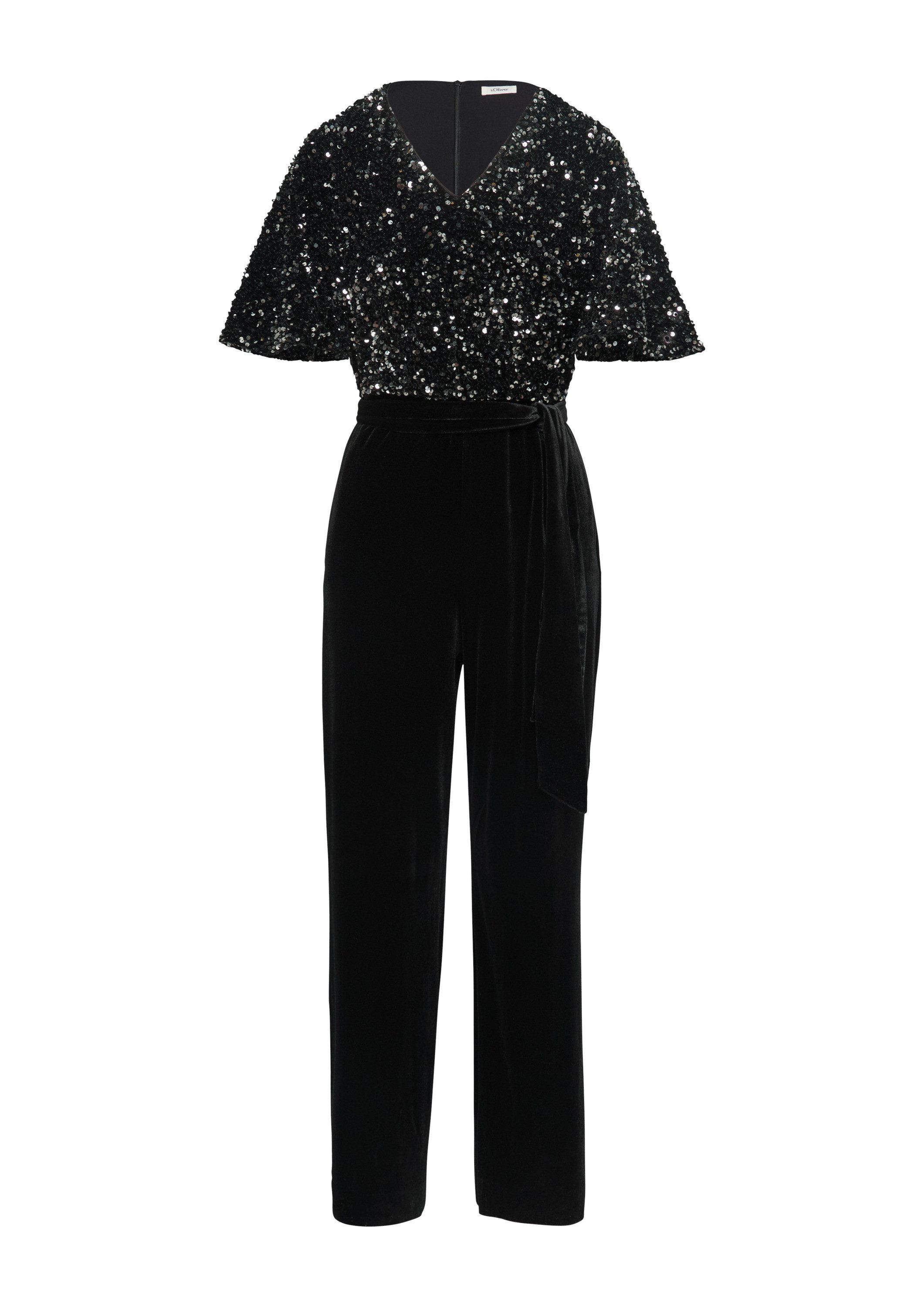 s.Oliver Jumpsuit Overall Jumpsuit aus Samt mit Pailletten günstig online kaufen