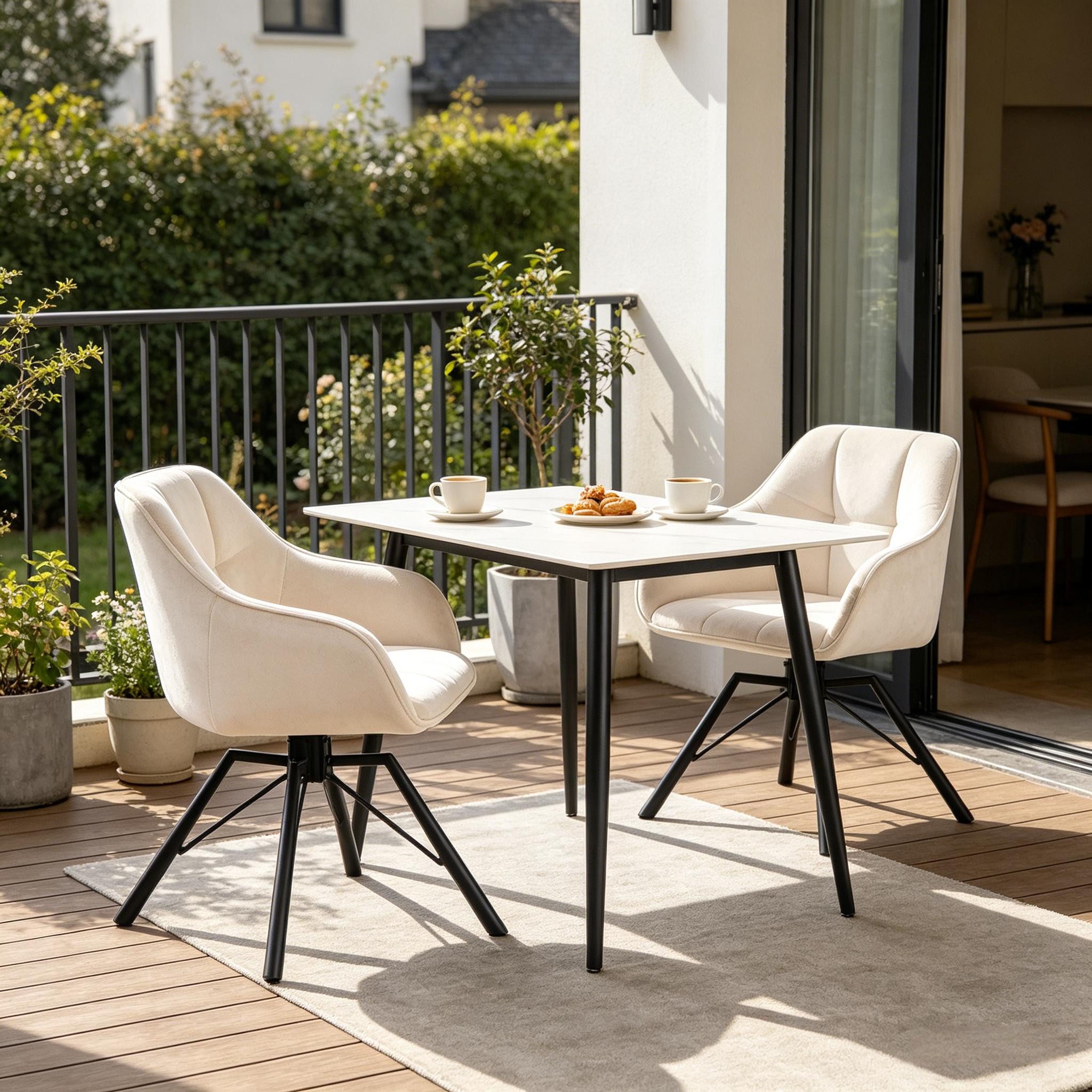 Odikalo Esszimmerstuhl Esszimmerstühle Polsterstuhl Gartenstühle Freizeitstuhl mit Rotation (360° Schwenksitz ohne Rollen für mehr Sicherheit Breiter Samtsitz mit elastischer Schaumstoffpolsterung Ergonomische Rückenlehne mit Lendenwirbelunterstützung (nur 2PCS Stühle), 57*54*82,5cm