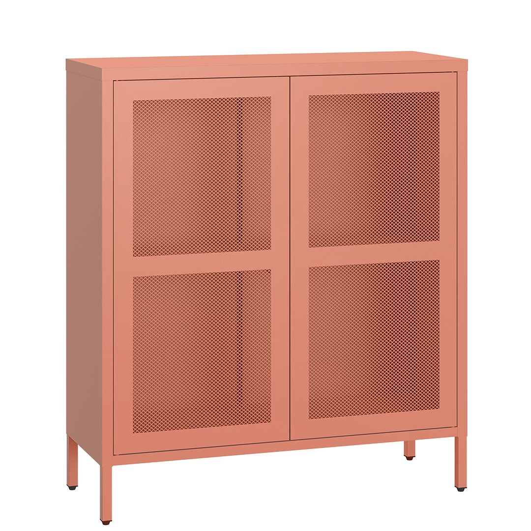 skølm Kommode Zephyr mit Push-to-open-Türen (Terrakotta, mit Füßen), Metallschrank mit höhenverstellbarem Einlegeboden, Sideboard