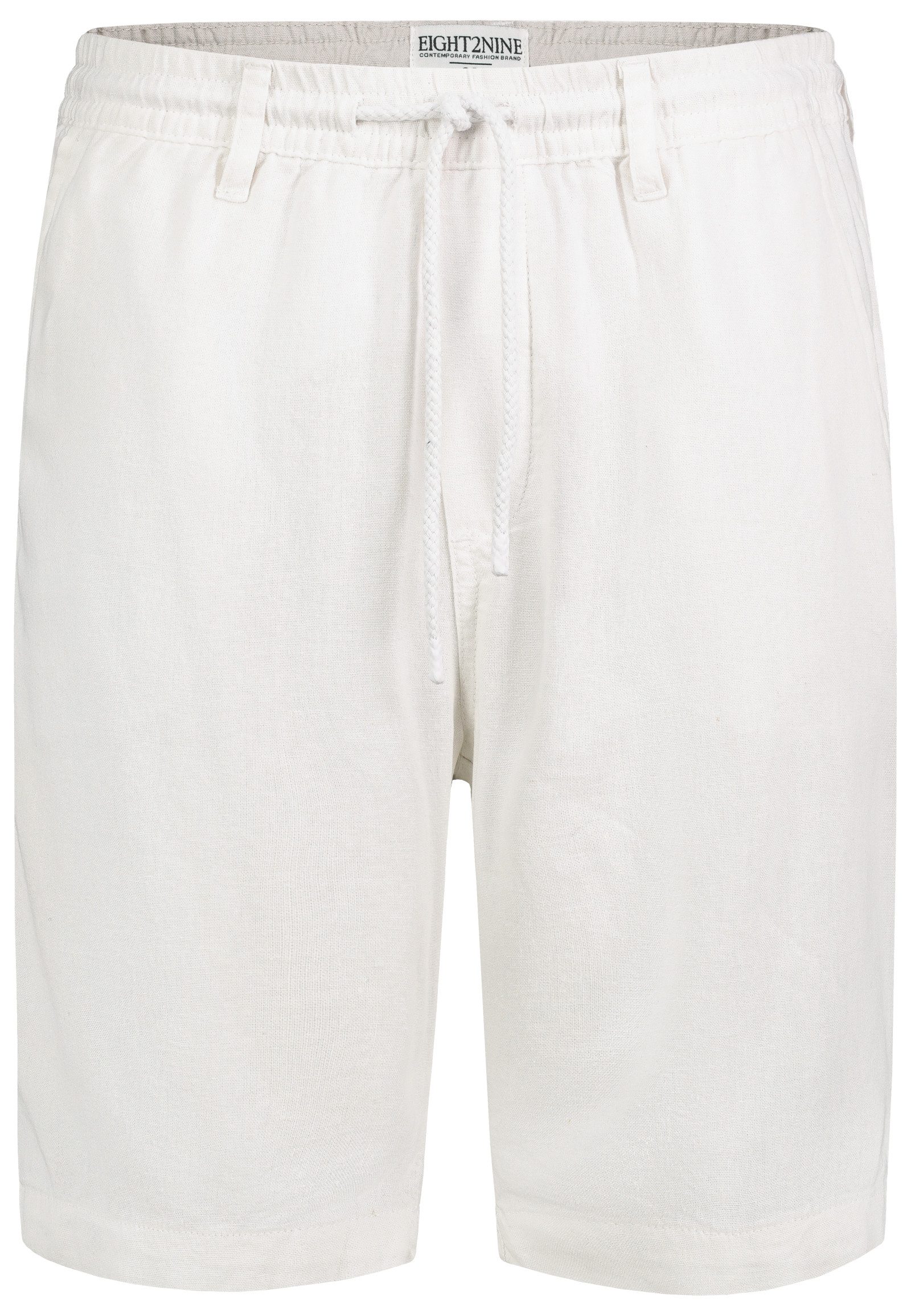 Eight2Nine Chinoshorts Leinen Chino Elastischer Bund mit Kordelzug Canvas-Bermuda
