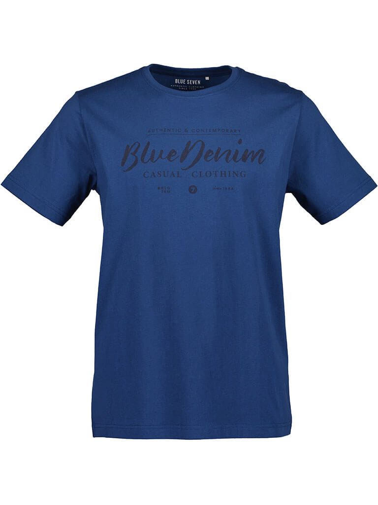 Blue Seven T-Shirt 302862 Herren T-Shirt mit Schriftzug-Frontprint - Kurzarm-Shirt aus Baumwolle