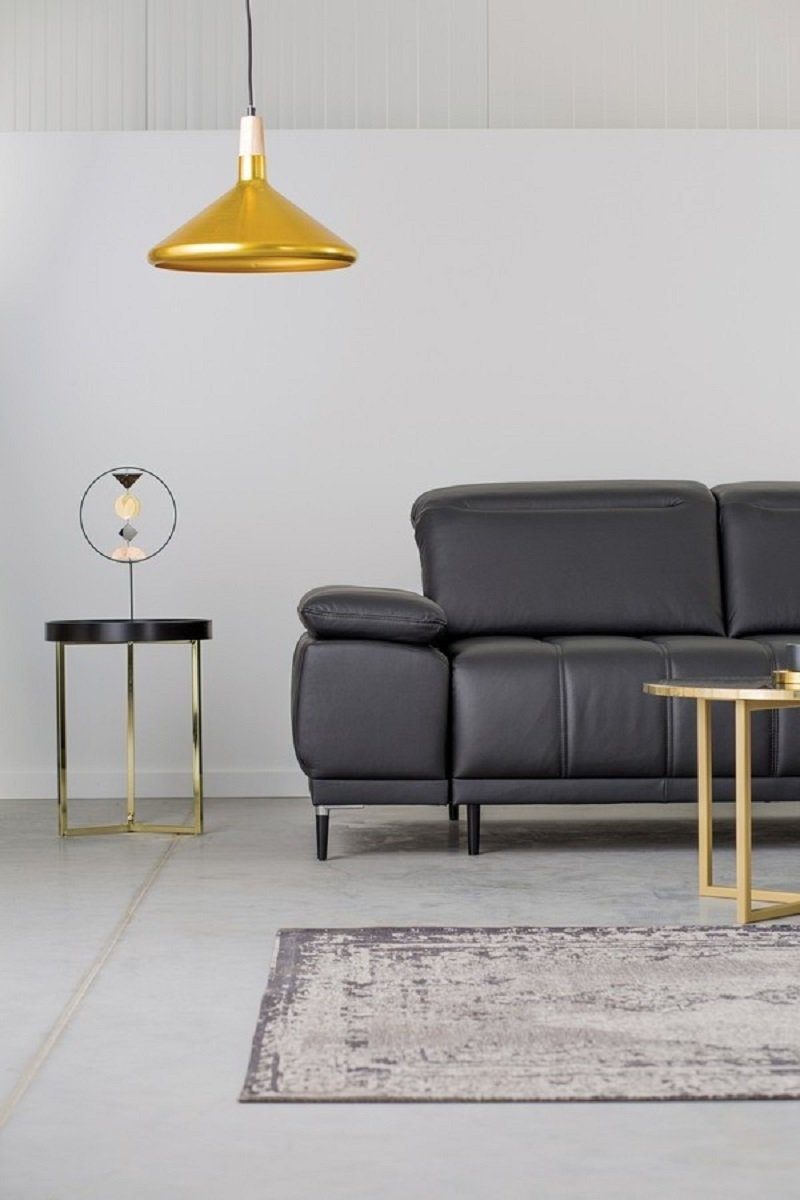 elektrische Sofa Mainz Ecksofa Echtleder, Sitztiefenverstellung schwarz, L-Form, Dreams