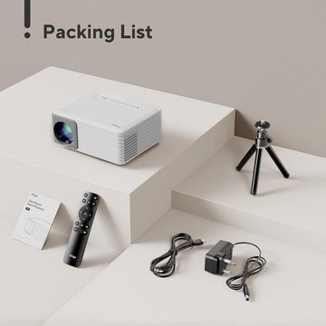 AKIYO Mini Portabler Projektor (5000 lm, 1920x1080 px, Kompatibel mit Smartphone/TV Stick/HDMI/AV)
