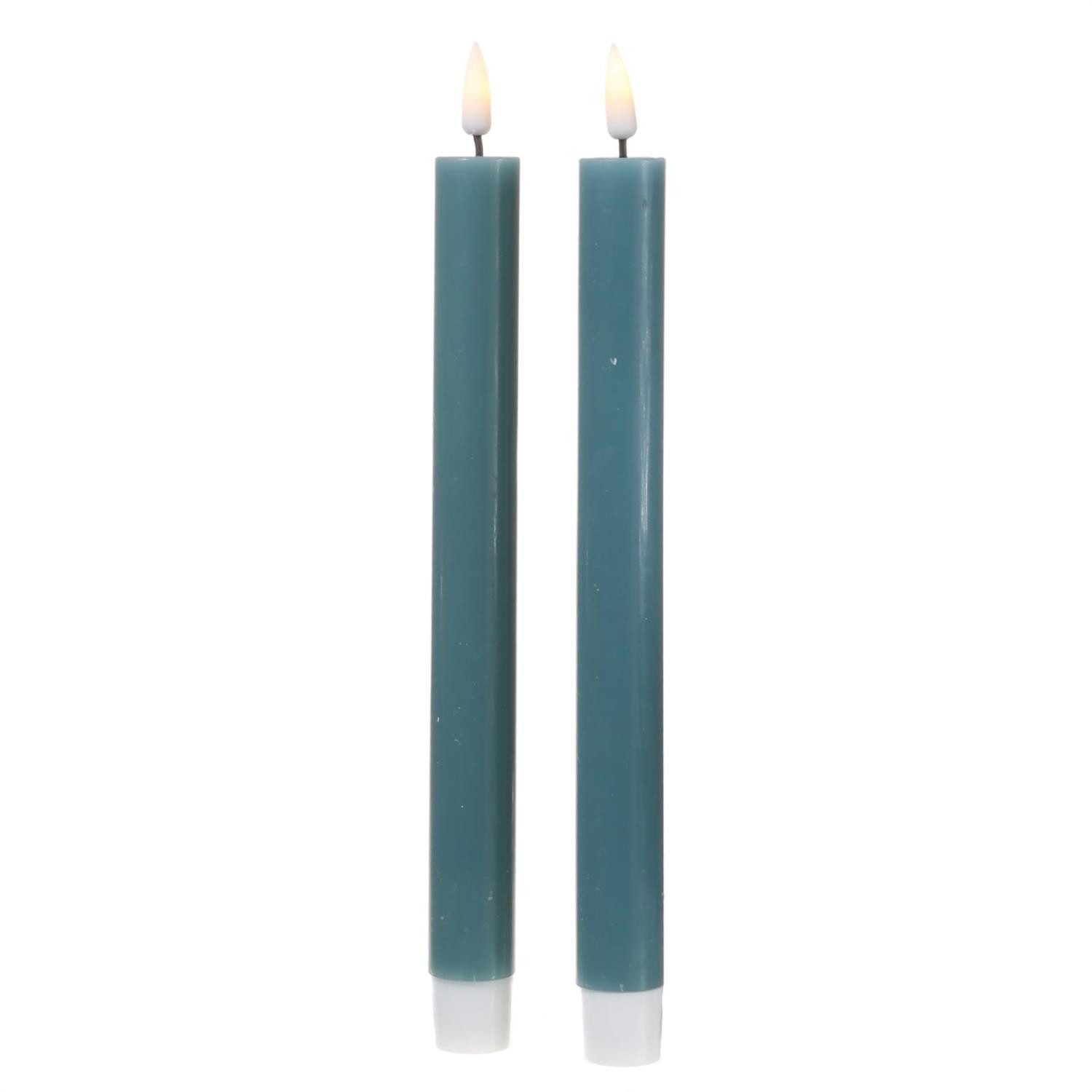 LED-Kerze LED Stabkerzen Mia Dinner Tafelkerzen Echtwachs H: 24cm jadegrün 2Stk