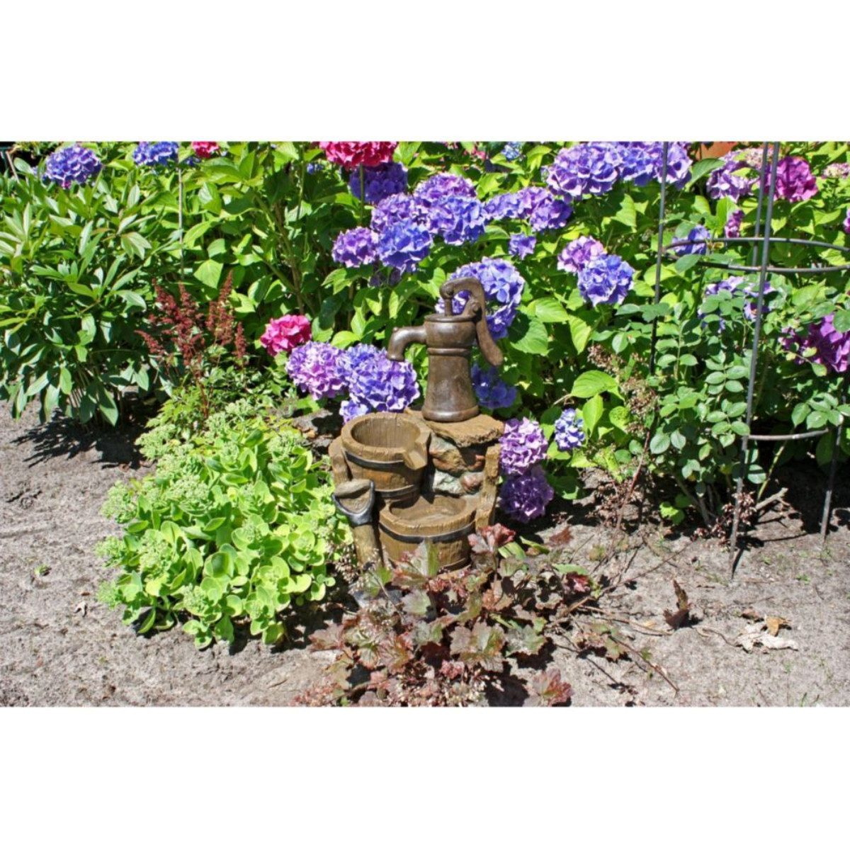 finehomegarden Zierbrunnen Gartenbrunnen Brunnen TRITON in Holz-/Stein-Optik mit Kaskade H60cm, (1 St), Polyresin Wasserspiel Garten / Paket