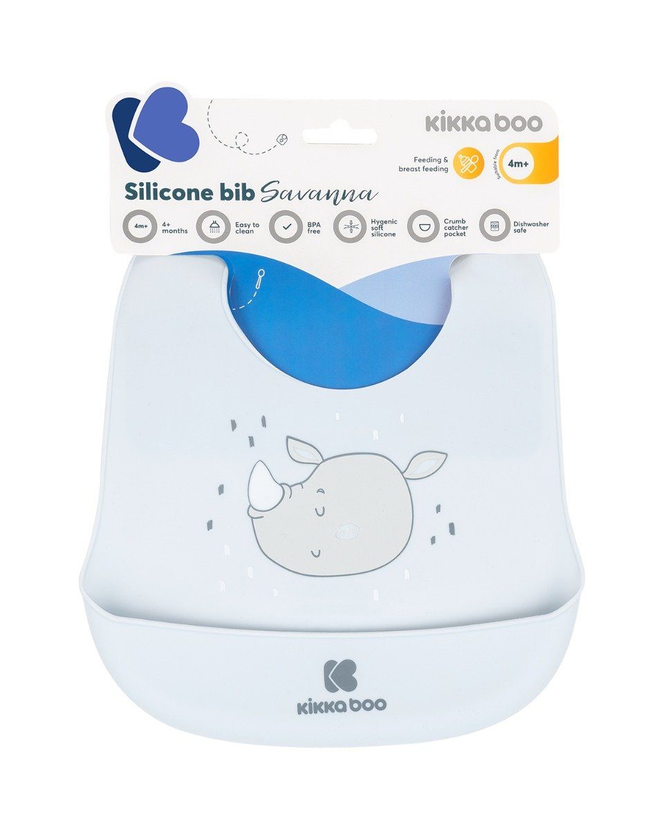 blau Kikkaboo Lätzchen 4 Silikon, ab Monaten Babylatz Savanna (1-St), Krümelschutz,