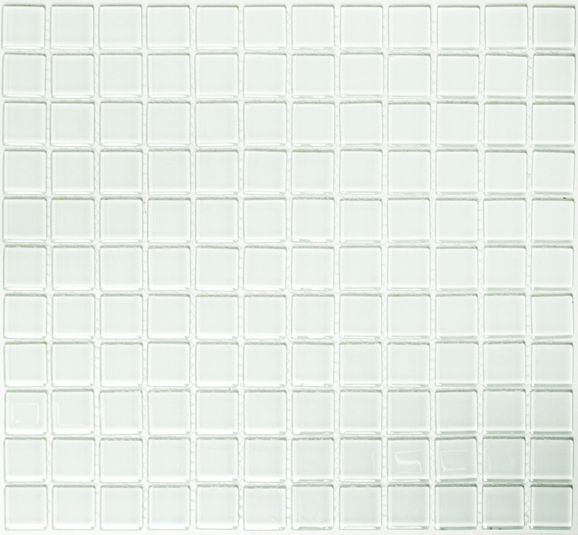 Mosani Mosaikfliesen 1m² Glasmosaik Wand- und Bodenfliesen weiß glänzend, Set, 10-teilig, Dekorative Wandverkleidung