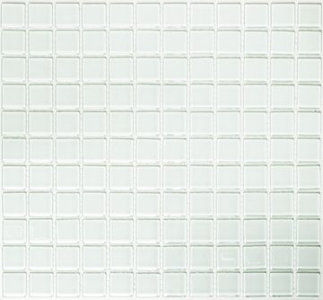 Mosani Mosaikfliesen 1m² Glasmosaik Wand- und Bodenfliesen weiß glänzend, Set, 10-teilig, Dekorative Wandverkleidung