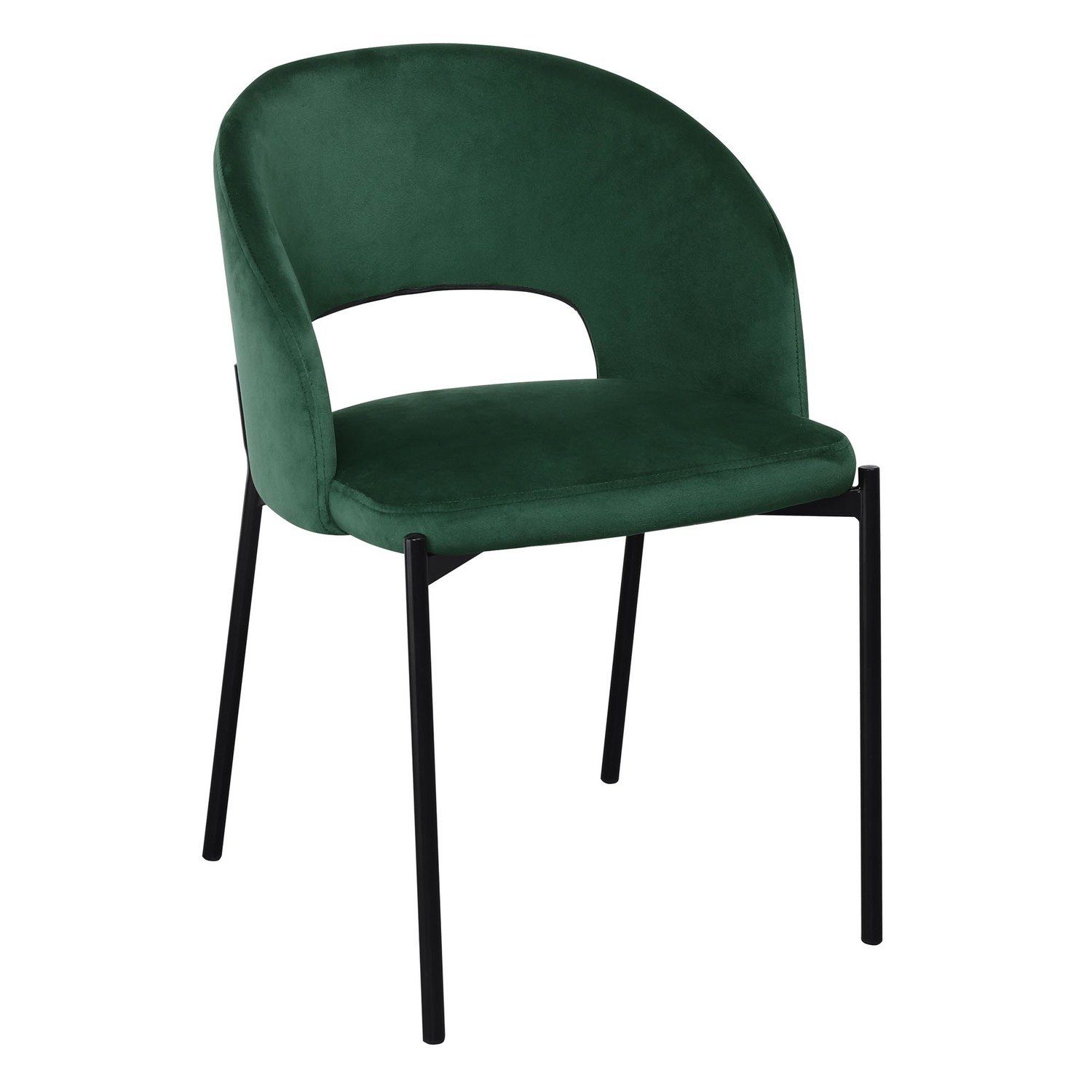 Cosy Home Ideas Esszimmerstuhl Esszimmerstühle 4er Set mit Samt-Bezug Metallbeine schwarz (Set aus 4 Stühlen, 4 St), Set aus 4 Stühlen, mit Rückenöffnung grün | grün