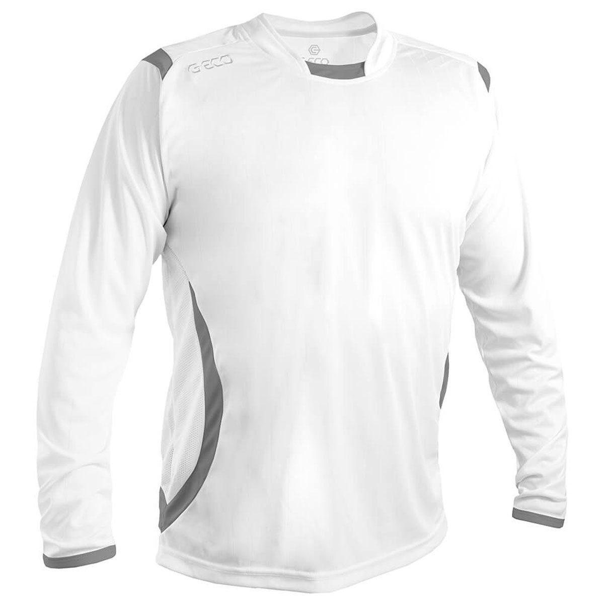 Geco Sportswear zweifarbig Trikot langarm weiß/silber Fußball Fußballtrikot Geco Levante