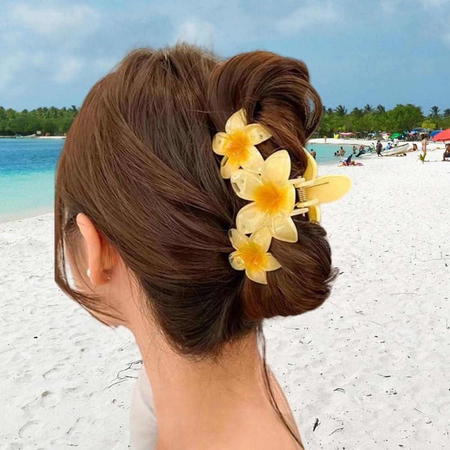 LuxusKollektion Haarklammer Blumen Haarklammer 4 Stück Acryl Große Haarspangen Damen Dünnes Haar