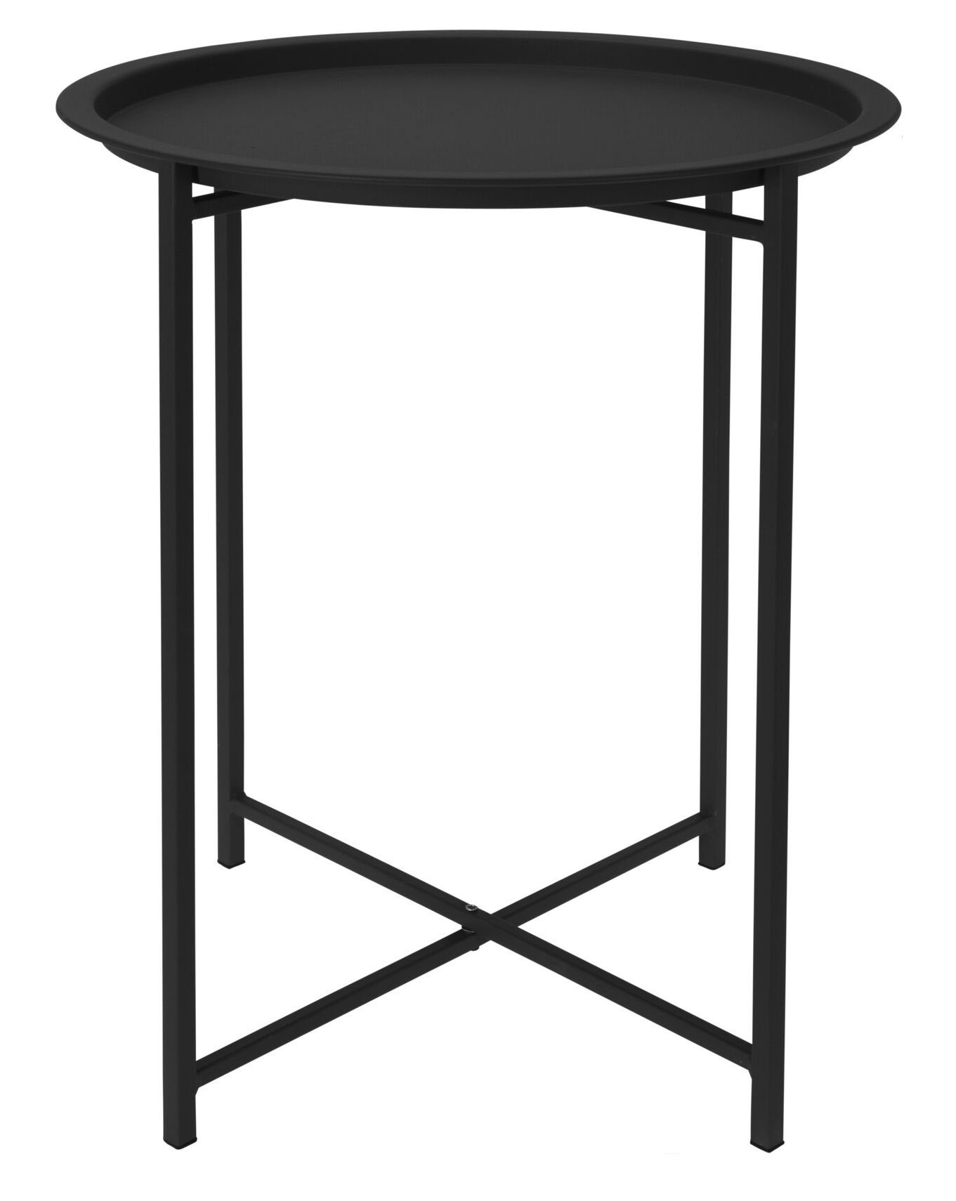 Spetebo Beistelltisch Metall Beistelltisch schwarz - 48 x 41 cm (Stück, 1-St., Beistelltisch klappbar mit Tablett), klappbarer Couchtisch mit abnehmbaren Tablett