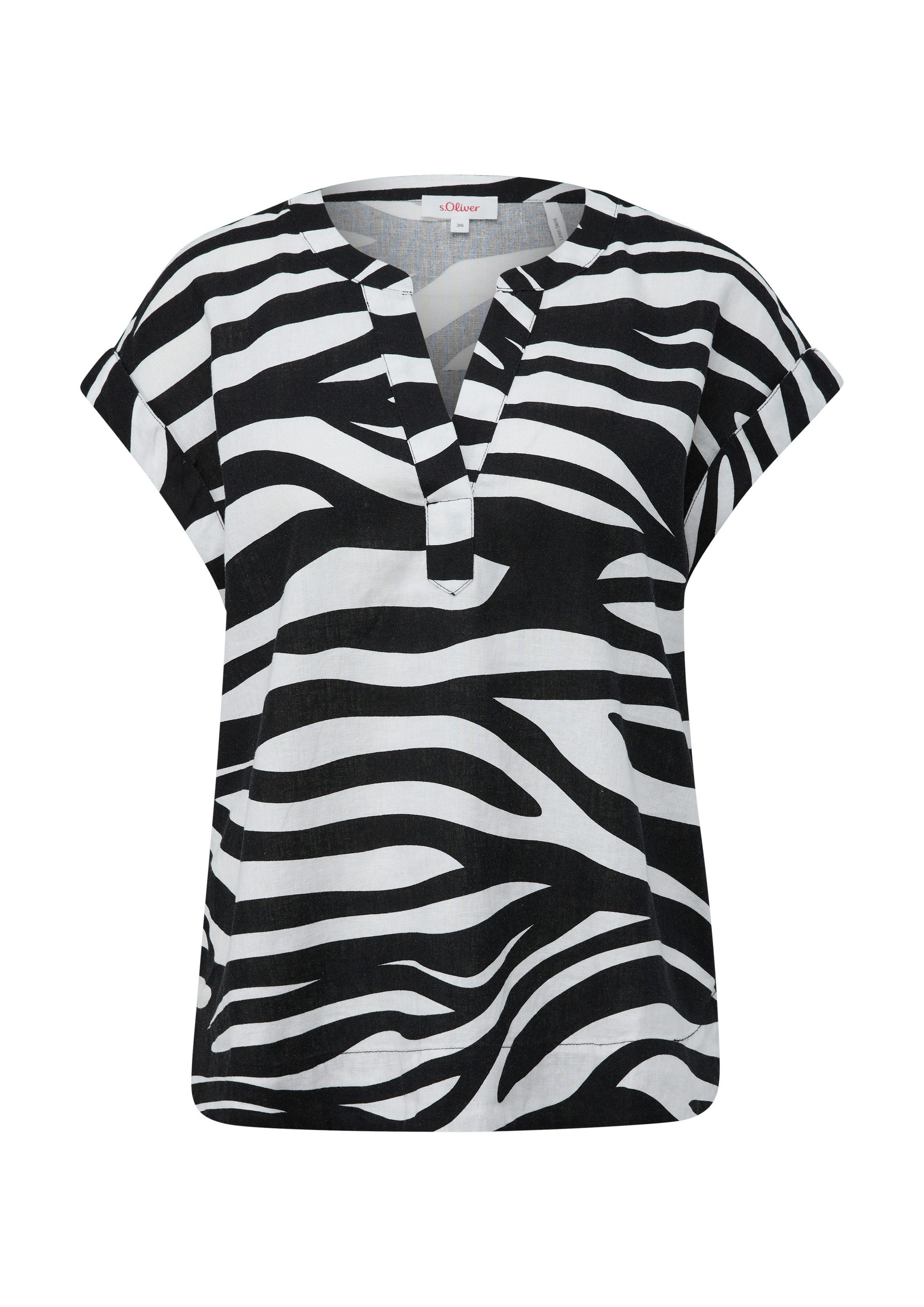 s.Oliver Kurzarmbluse Bluse Blusenshirt aus Leinenmix