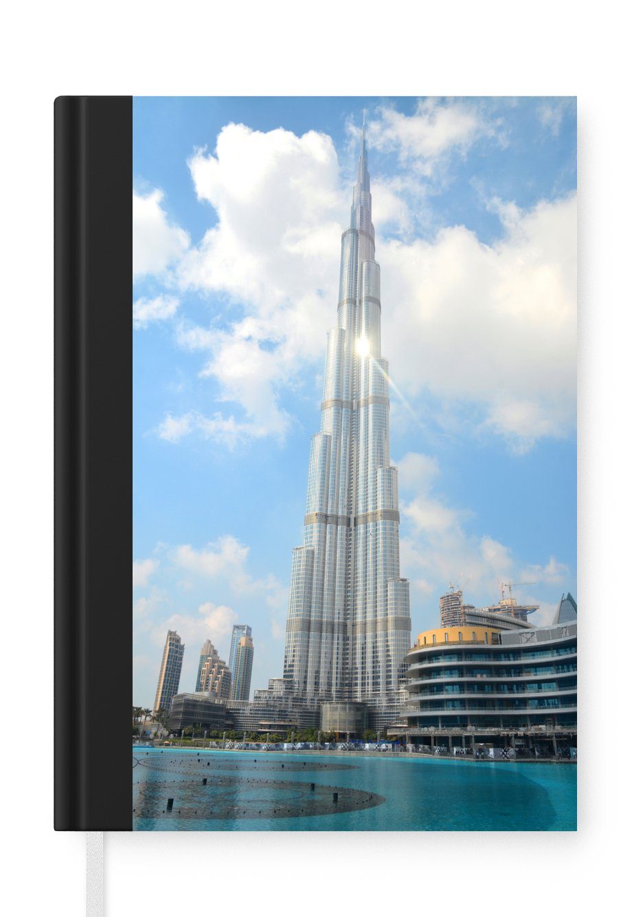MuchoWow Notizbuch Die Sonne scheint auf den Burj Khalifa in Dubai, Journal, Merkzettel, Tagebuch, Notizheft, A5, 98 Seiten, Haushaltsbuch