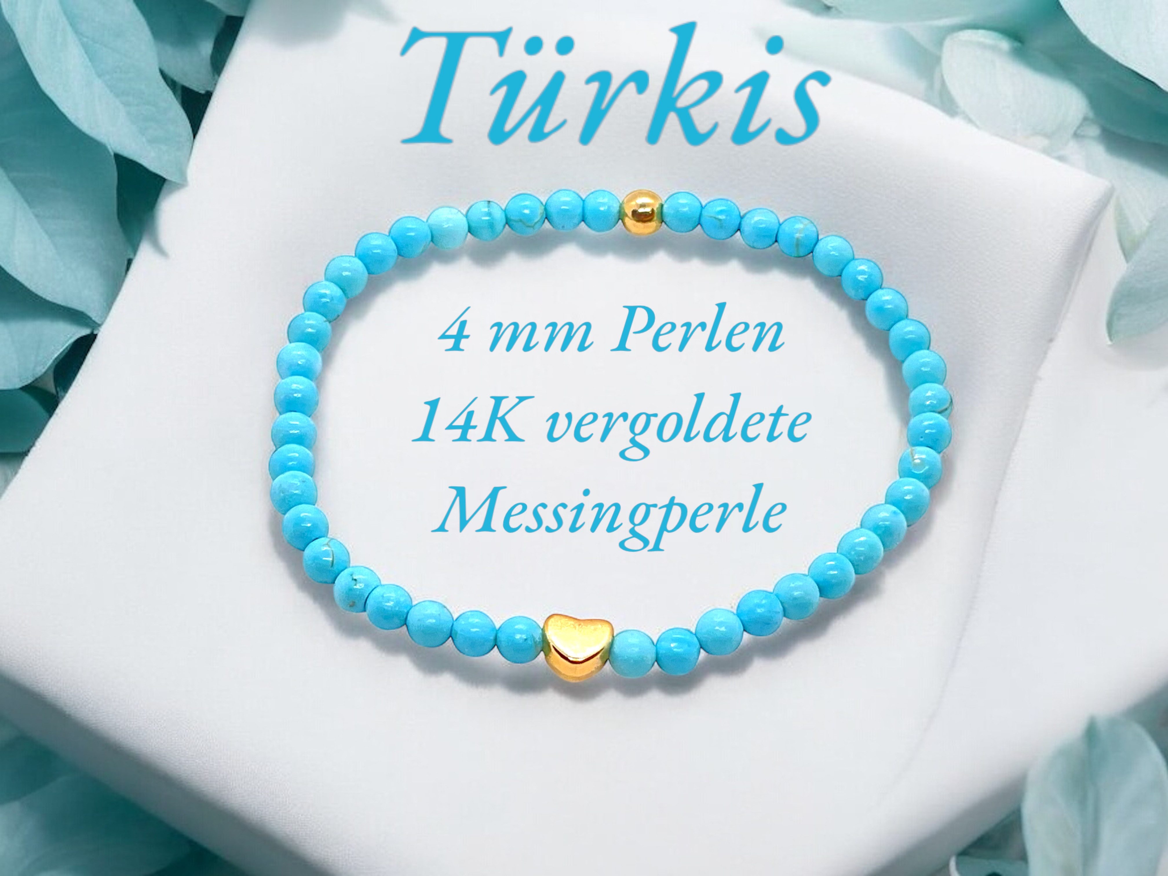 Steinfixx® Perlenarmband Türkis Edelsteinarmband mit 333 vergoldeten Elemen günstig online kaufen