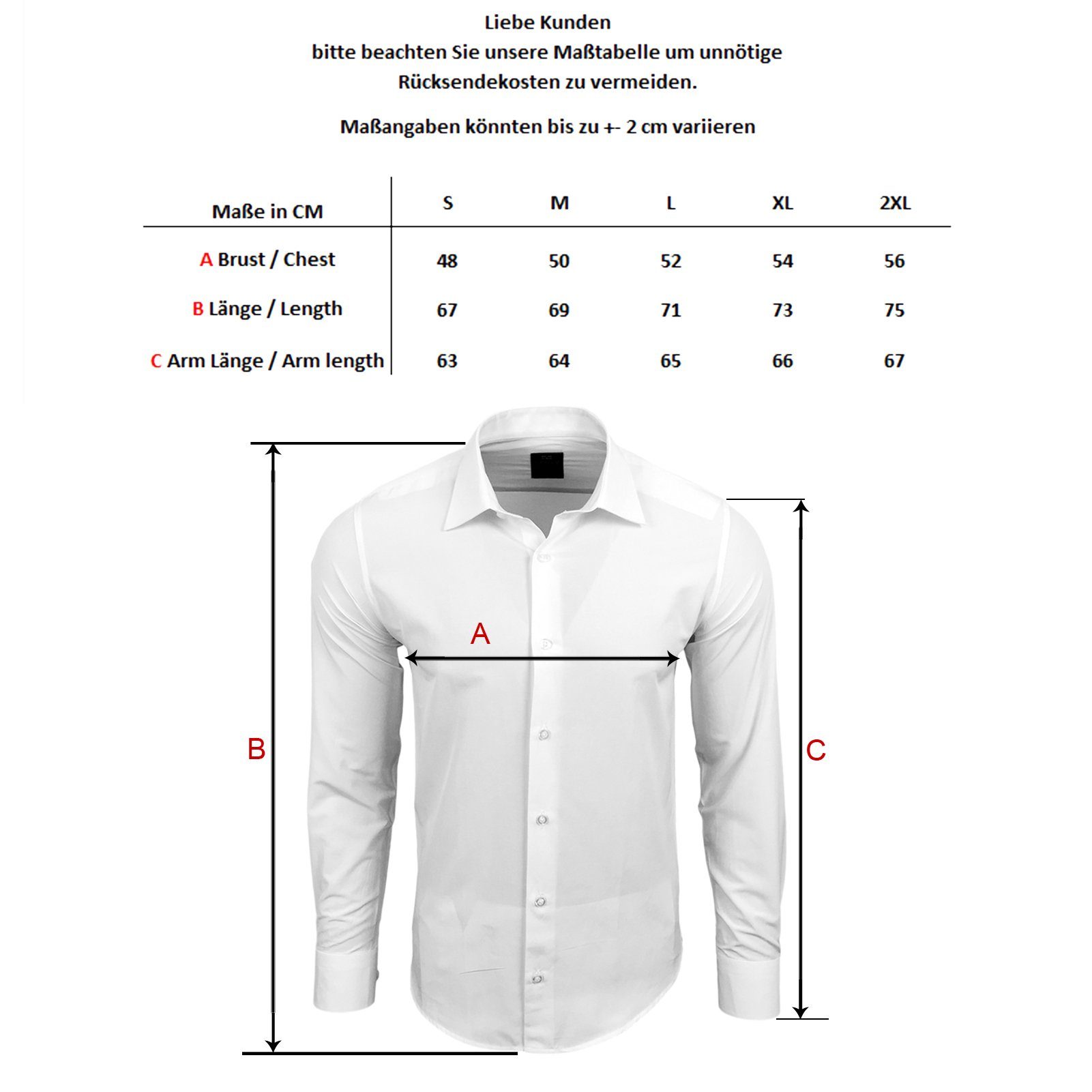 Baxboy Langarmhemd Baxboy Herren Hemd Kentkragen Hemden Slim Fit mit Kontrasten Farbe