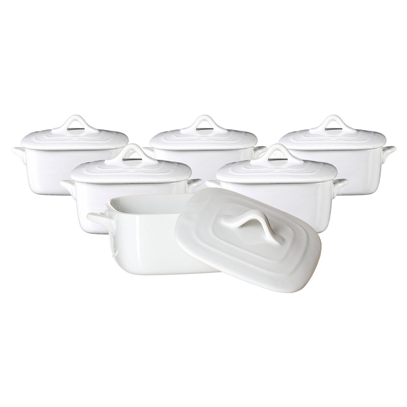 Ritzenhoff & Breker Suppenschüssel Bianco Mini-Terrinen 10,5 x 10,5 cm 6er Set, Porzellan, (6-tlg)