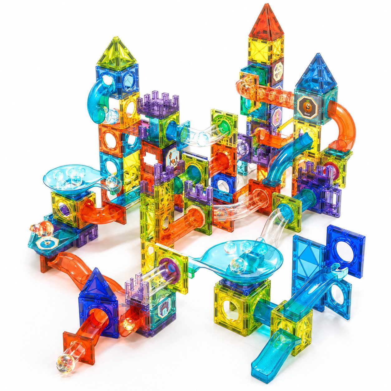 Luckice Lern- & Steckspiel, Kreativspielzeug für Kinder, magnetische Bausteine Magnetspielbausteine, (Spar-Set, 1 St., 126-teiliges Magnetbausteine-Set mit Kugelbahn, wiederverwendbar), STEM Montessori Magnetbausteine mit Kugelbahn