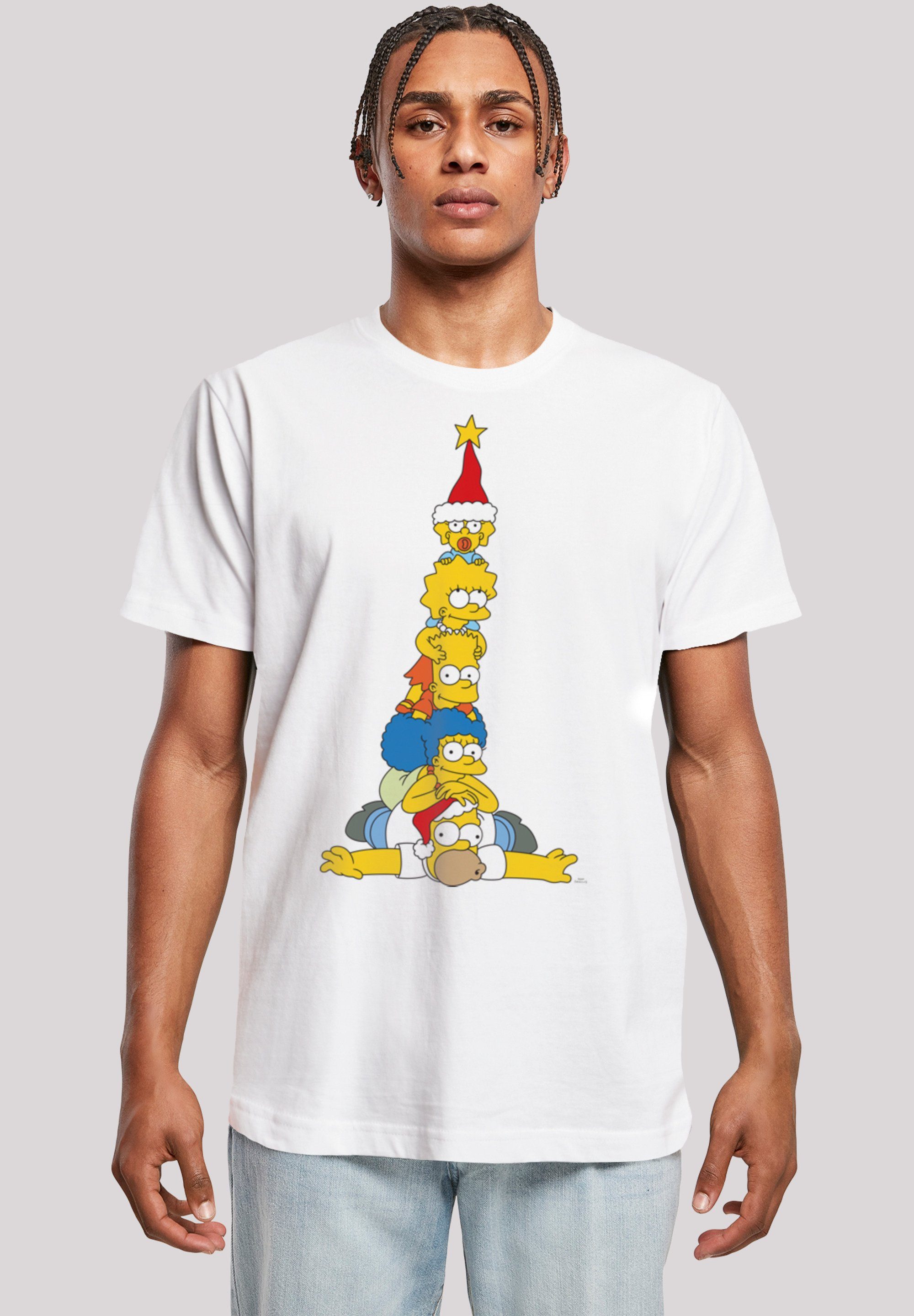 Family F4NT4STIC Print Simpsons weiß T-Shirt The Christmas Weihnachtsbaum
