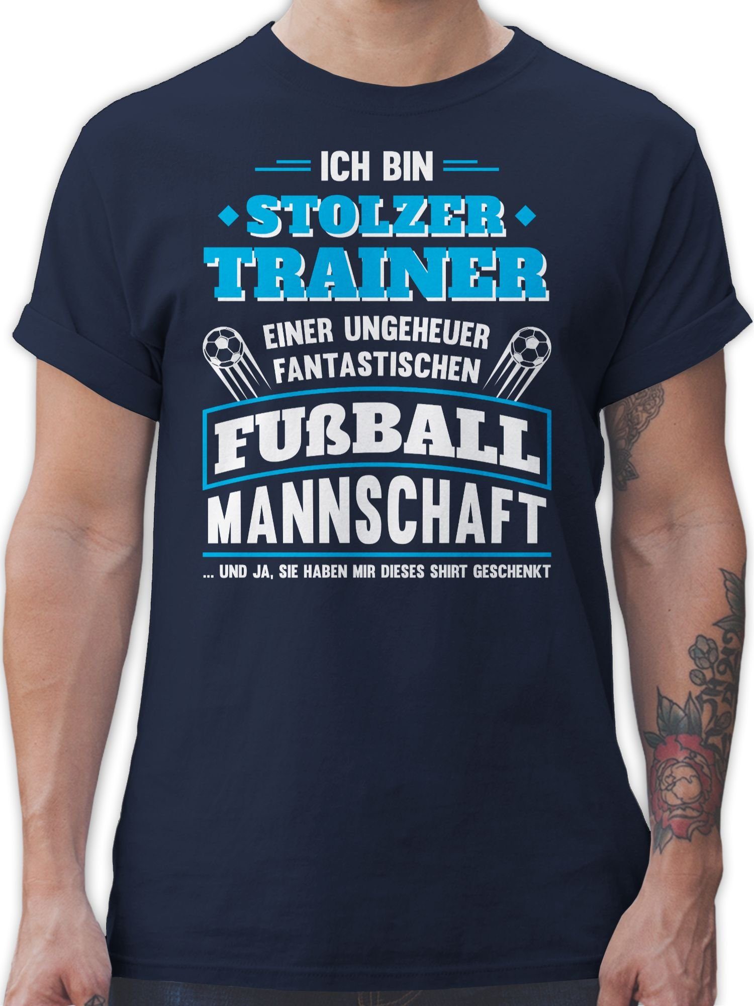 Shirtracer T-Shirt Stolzer Trainer einer fantastischen Fußballmannschaft Fussball EM 2024 2 Navy Blau