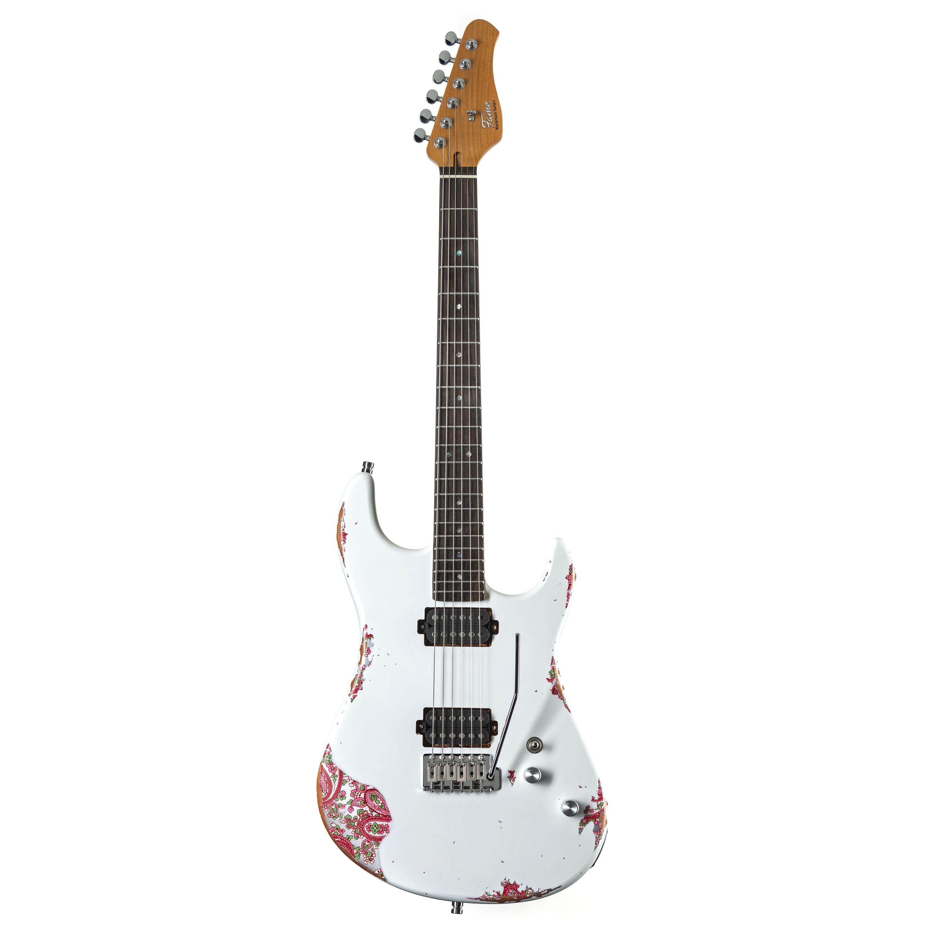 FAME E-Gitarre, E-Gitarren, ST-Modelle, Custom ST RW Worn Milk over Paisley - E-Gitarre