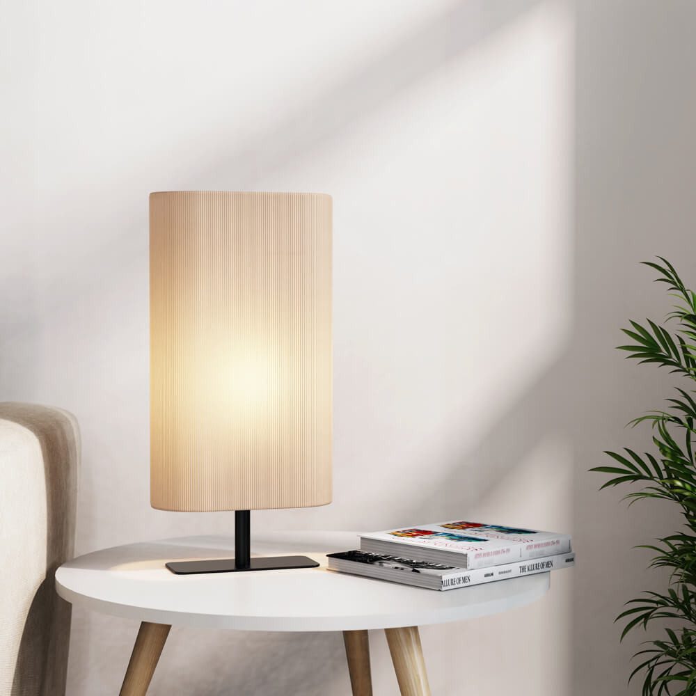 HOME DELUXE Schreibtischlampe Leuchte SUKO, Angenehmes, blendfreies Licht, Tischleuchte mit langem Stoffschirm – Bild 3 von 3
